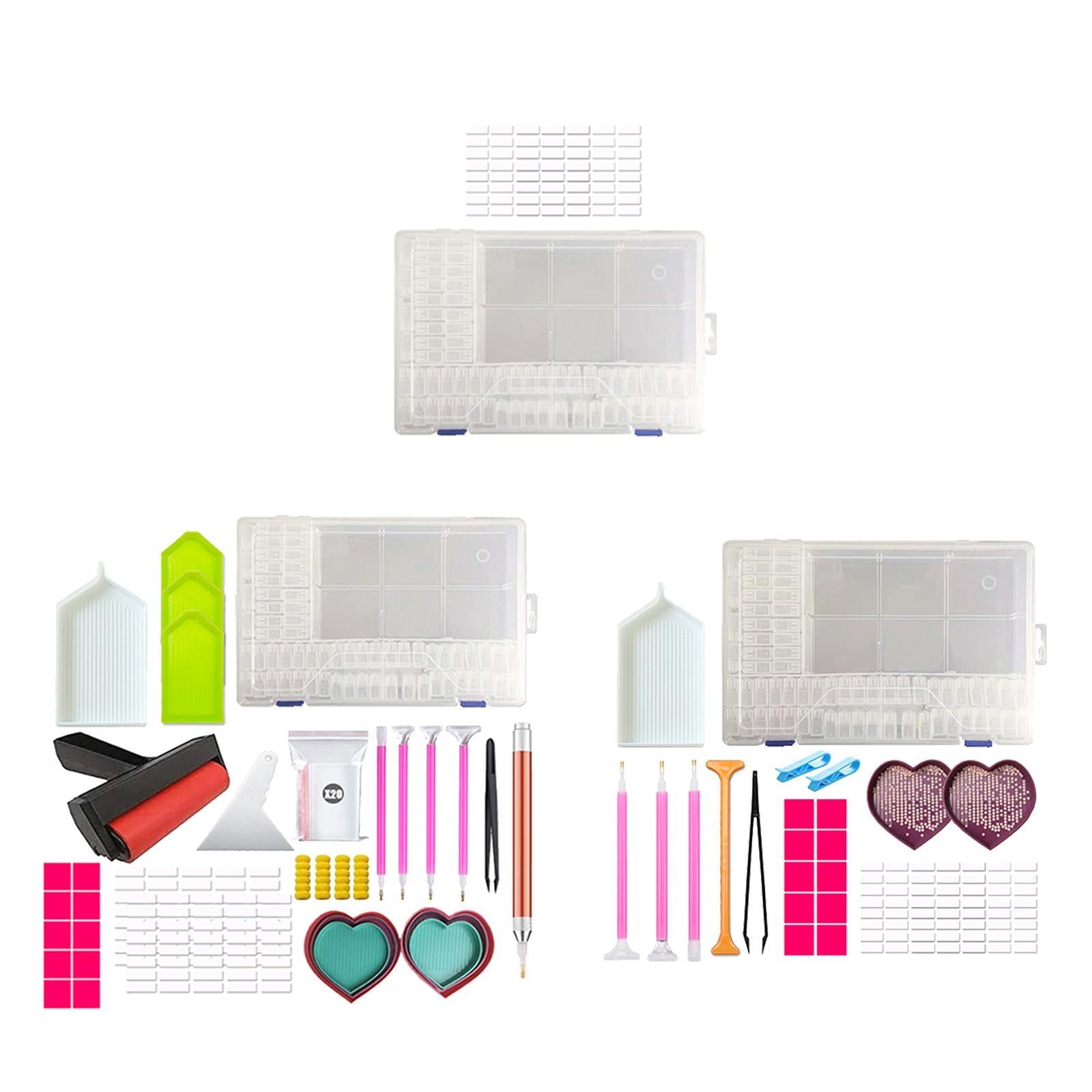 Diamond Painting Tools Kits 64 Slots Storage Box Bag Blank Stickers 66pcs