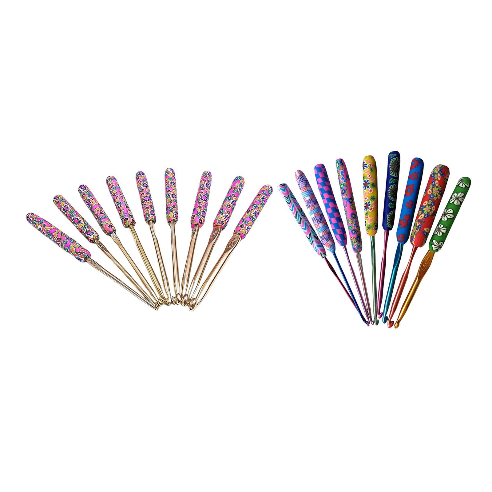 9x Aluminum Crochet Hooks Knitting Needles Sewing Yarn Craft Tools Pink