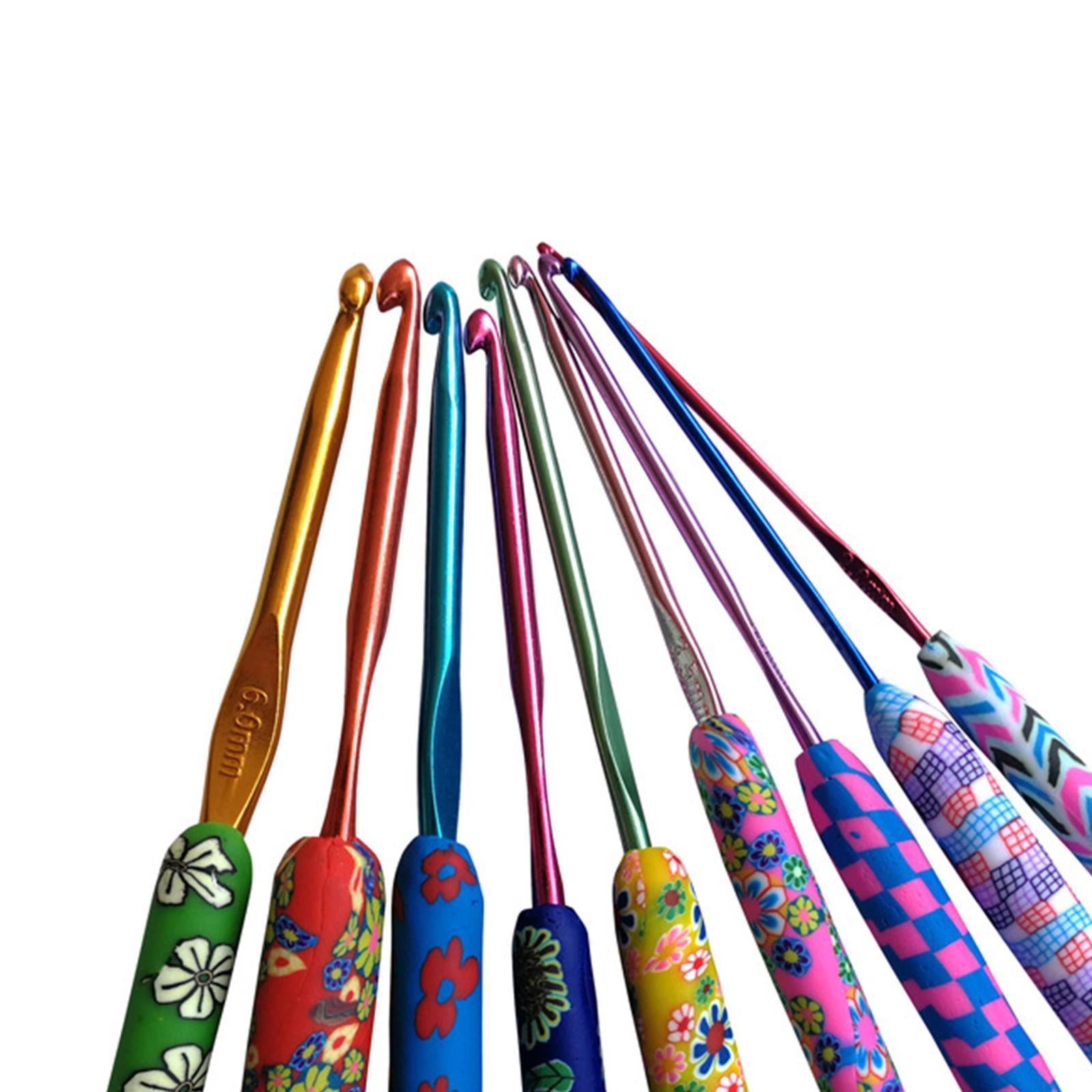 9x Aluminum Crochet Hooks Knitting Needles Sewing Yarn Craft Tools Colorful