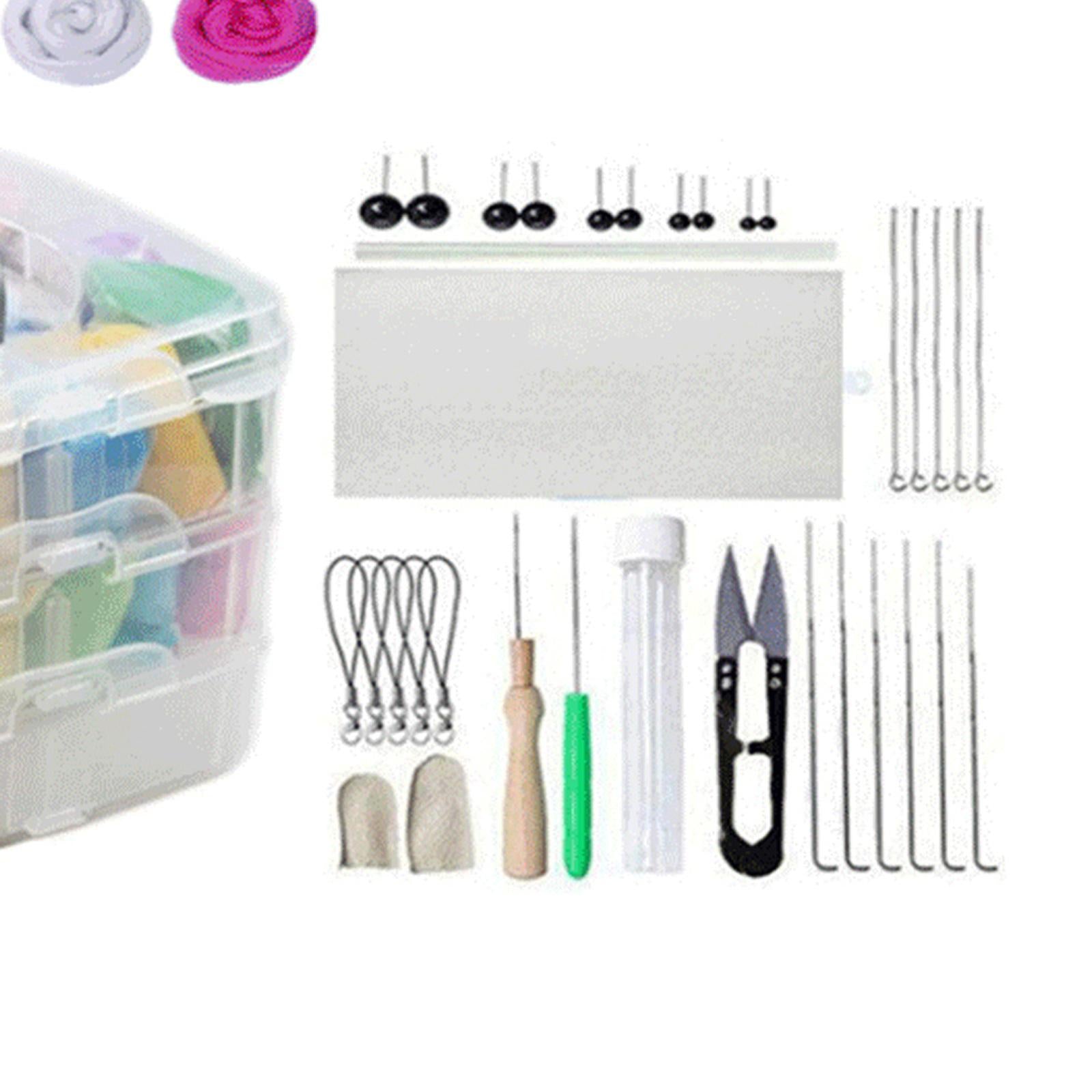 Needle Felting Kit Supplies Wool Roving Felt Work Tool Finger Cobs 40 Colors