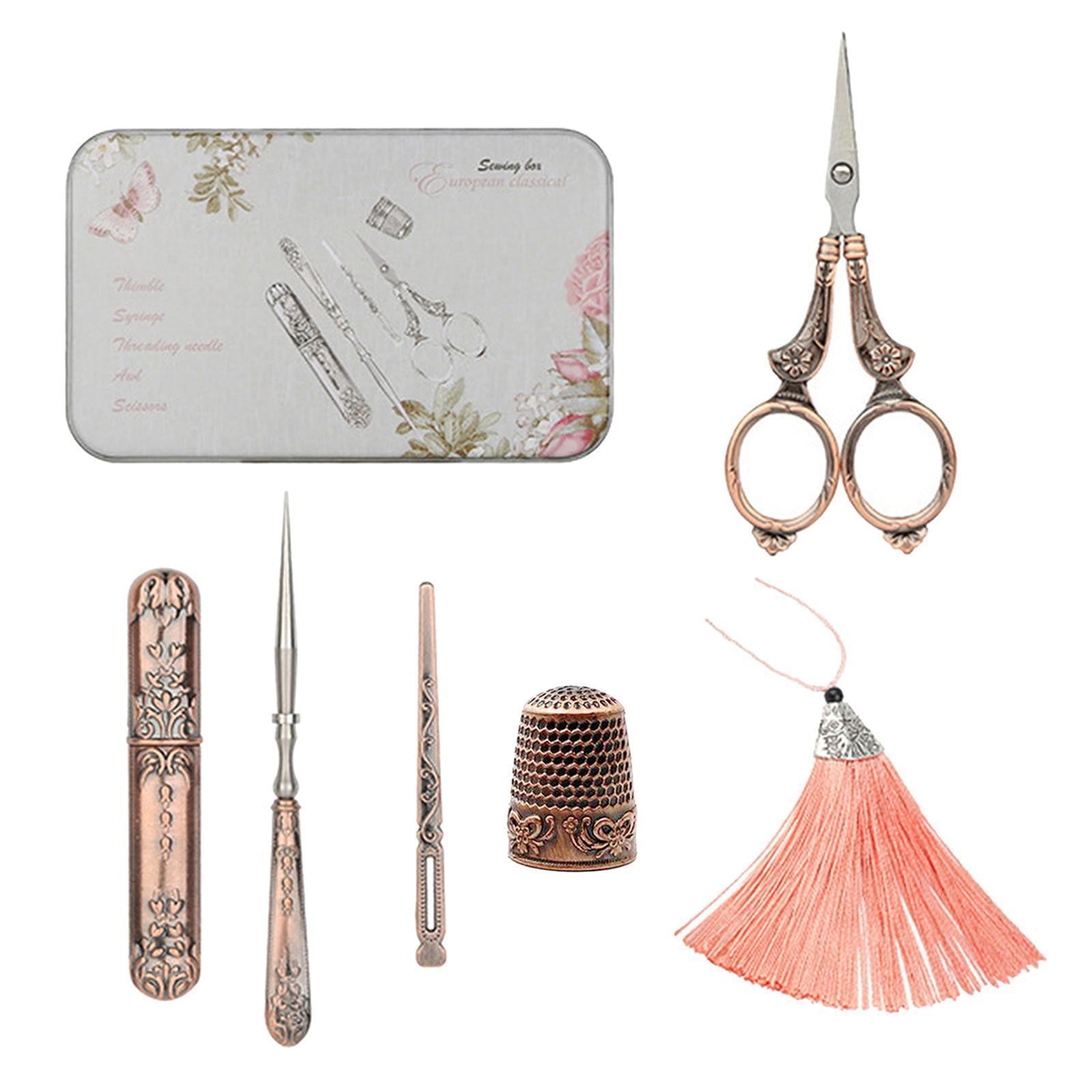 5Pcs European Vintage Embroidery Sewing Tools Kit Scissors Royal court
