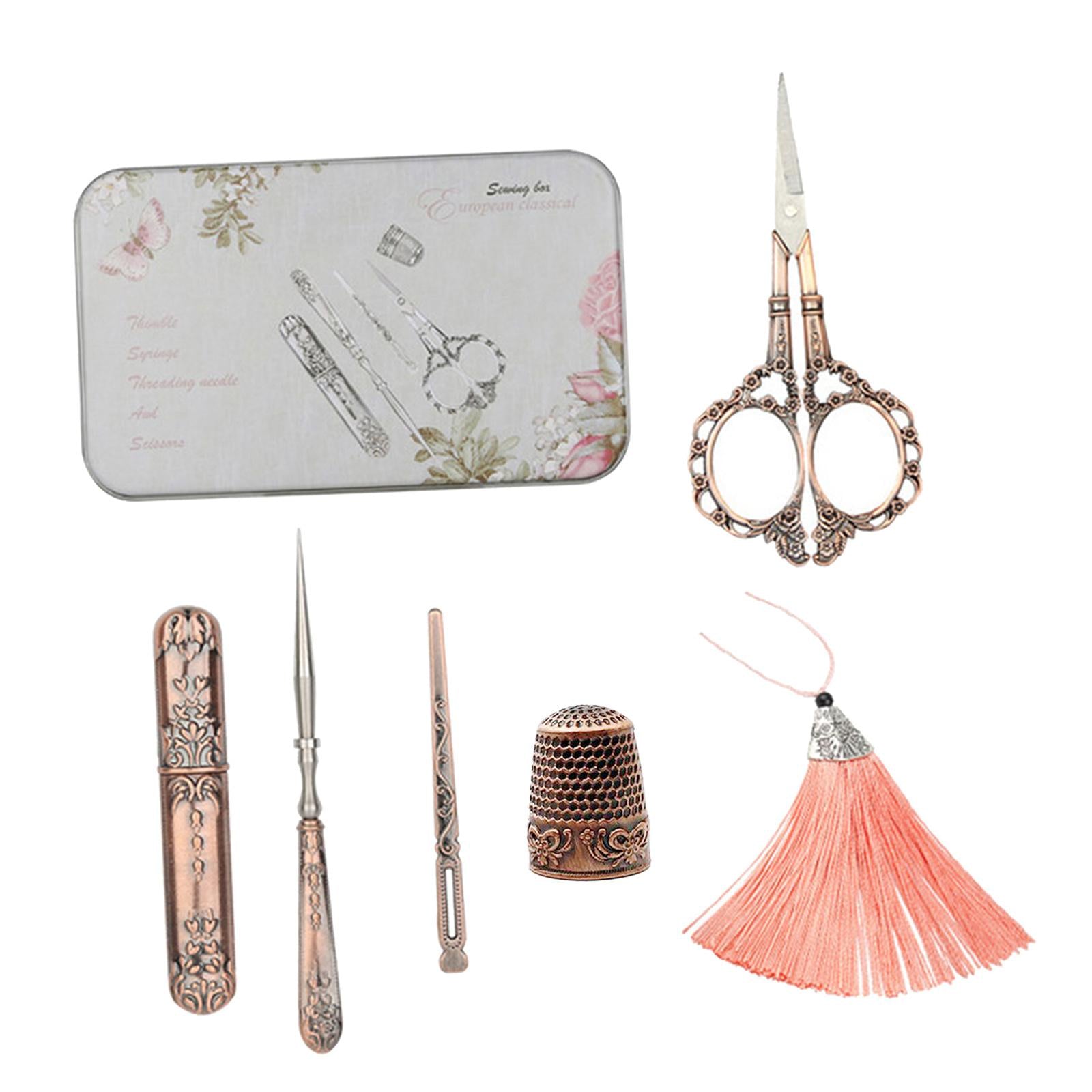 5Pcs European Vintage Embroidery Sewing Tools Kit Scissors Plum Blossom