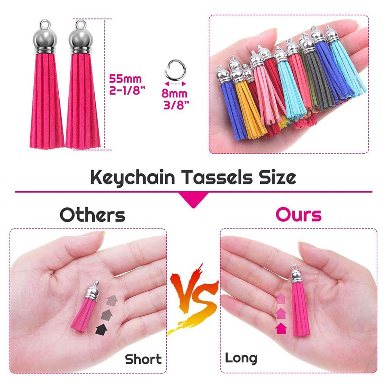 50Pcs Keychain Tassels Blanks Fringe Pendants Bulk for DIY Crafts 1.5 Inch