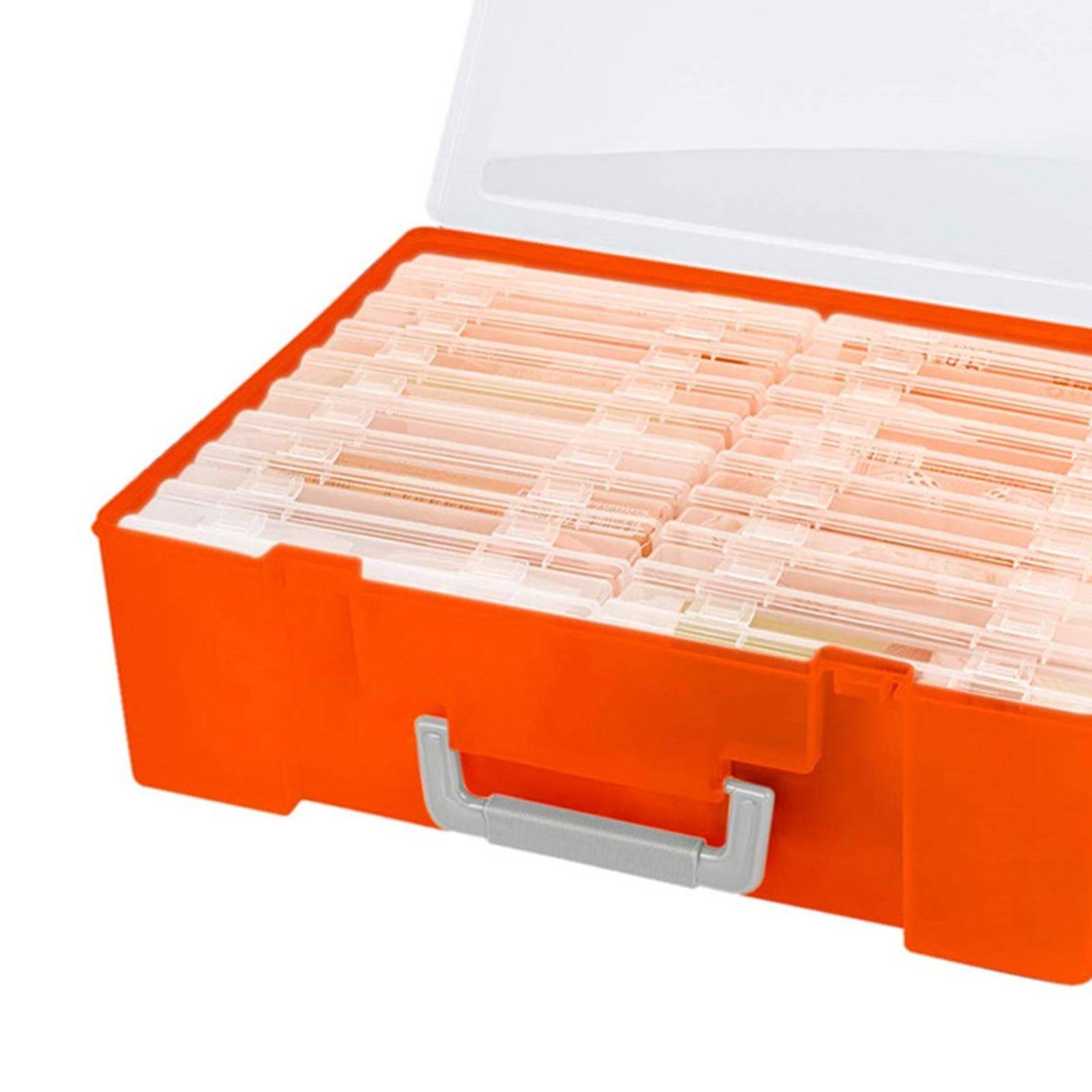 Photo Storage Box 4x6 Crafts Seeds Stickers Cards Case Container Orange"