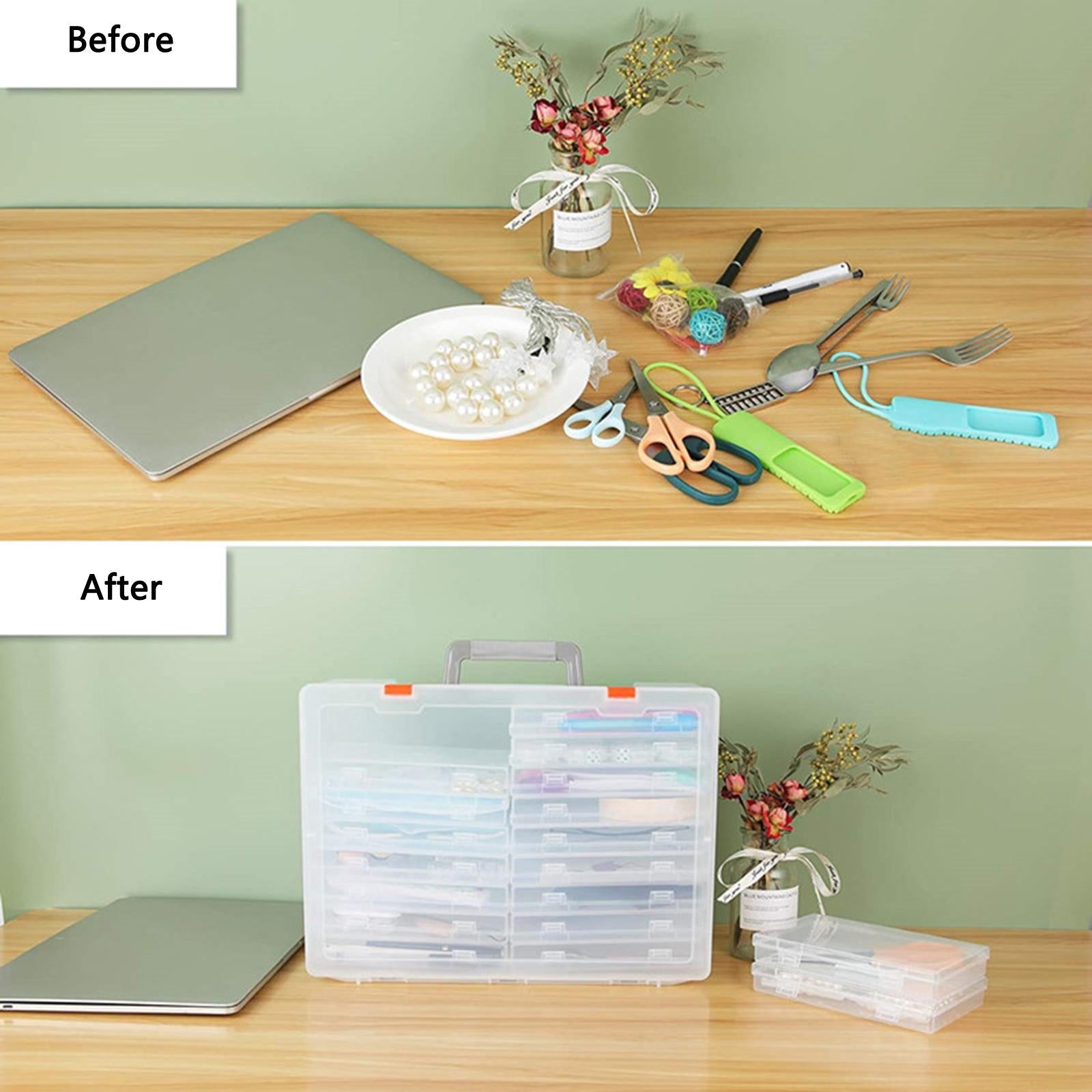 Photo Storage Box 4x6 Crafts Seeds Stickers Cards Case Container Orange"