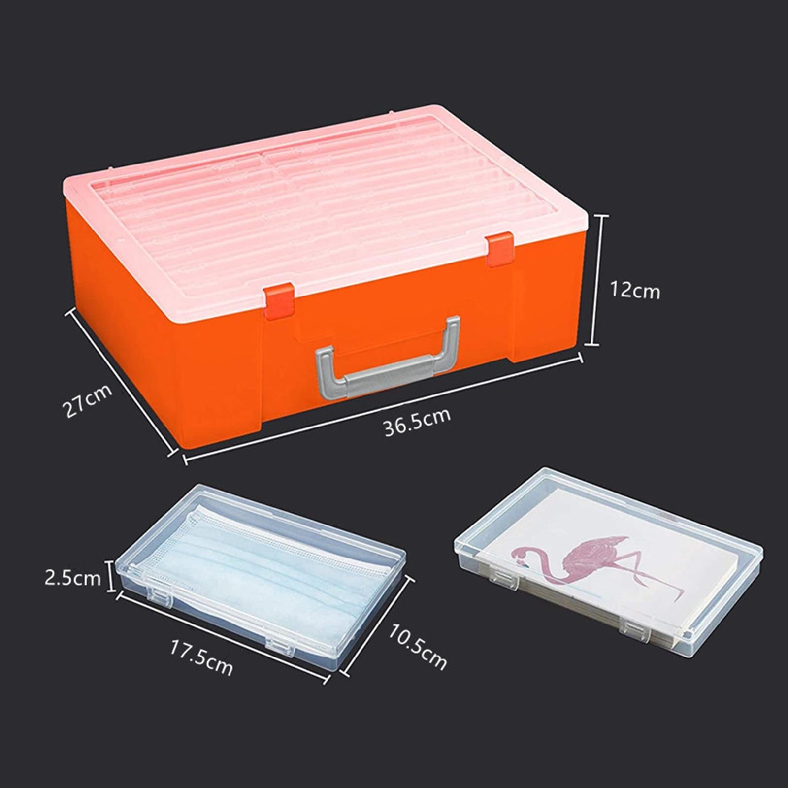 Photo Storage Box 4x6 Crafts Seeds Stickers Cards Case Container Orange"