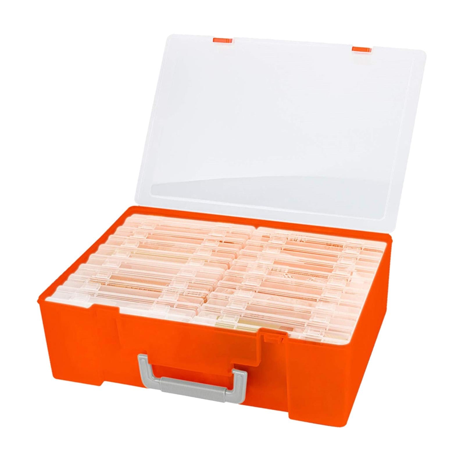 Photo Storage Box 4x6 Crafts Seeds Stickers Cards Case Container Orange"
