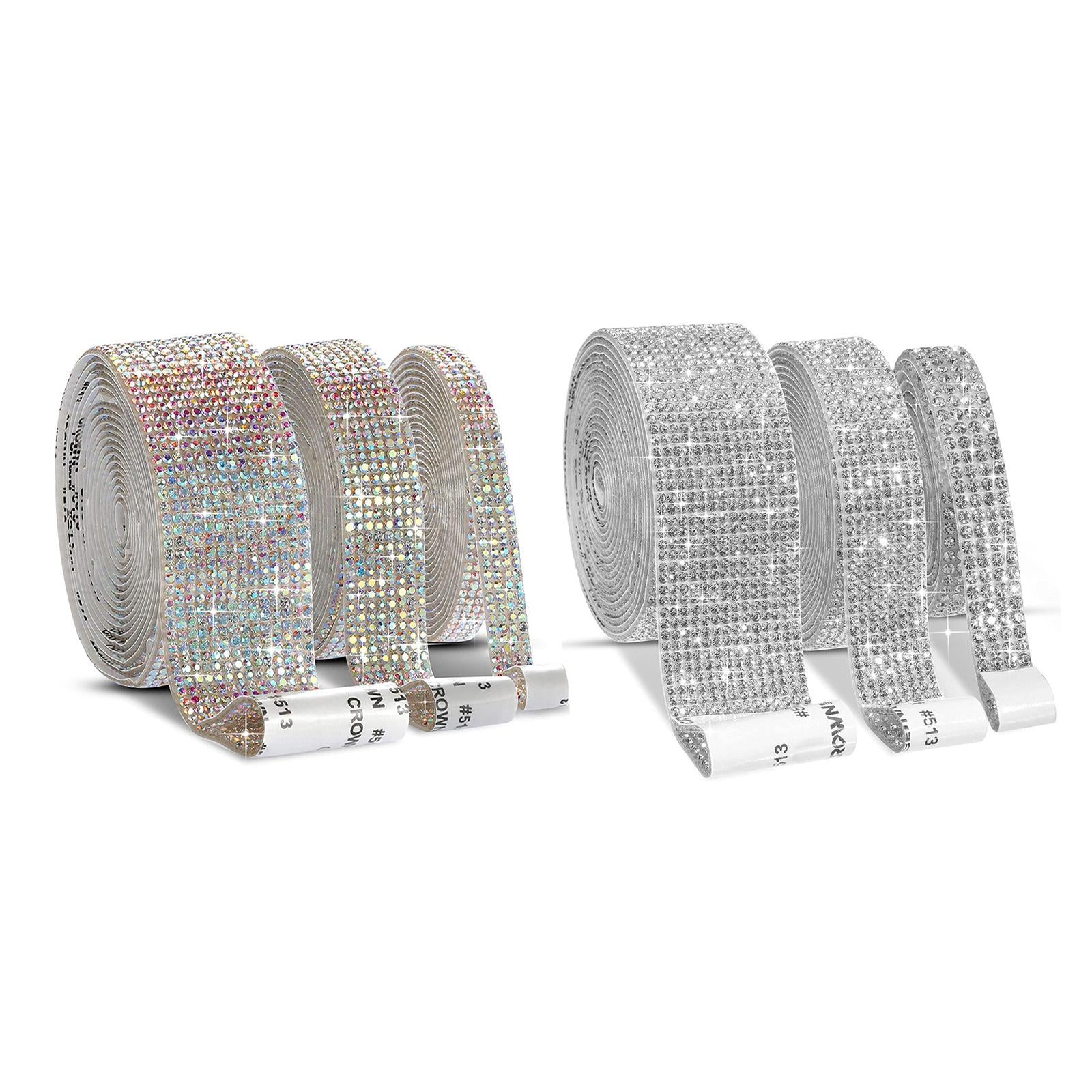Self-Adhesive Crystal Rhinestone Diamond Ribbon DIY Sticker Silver 1.4cm