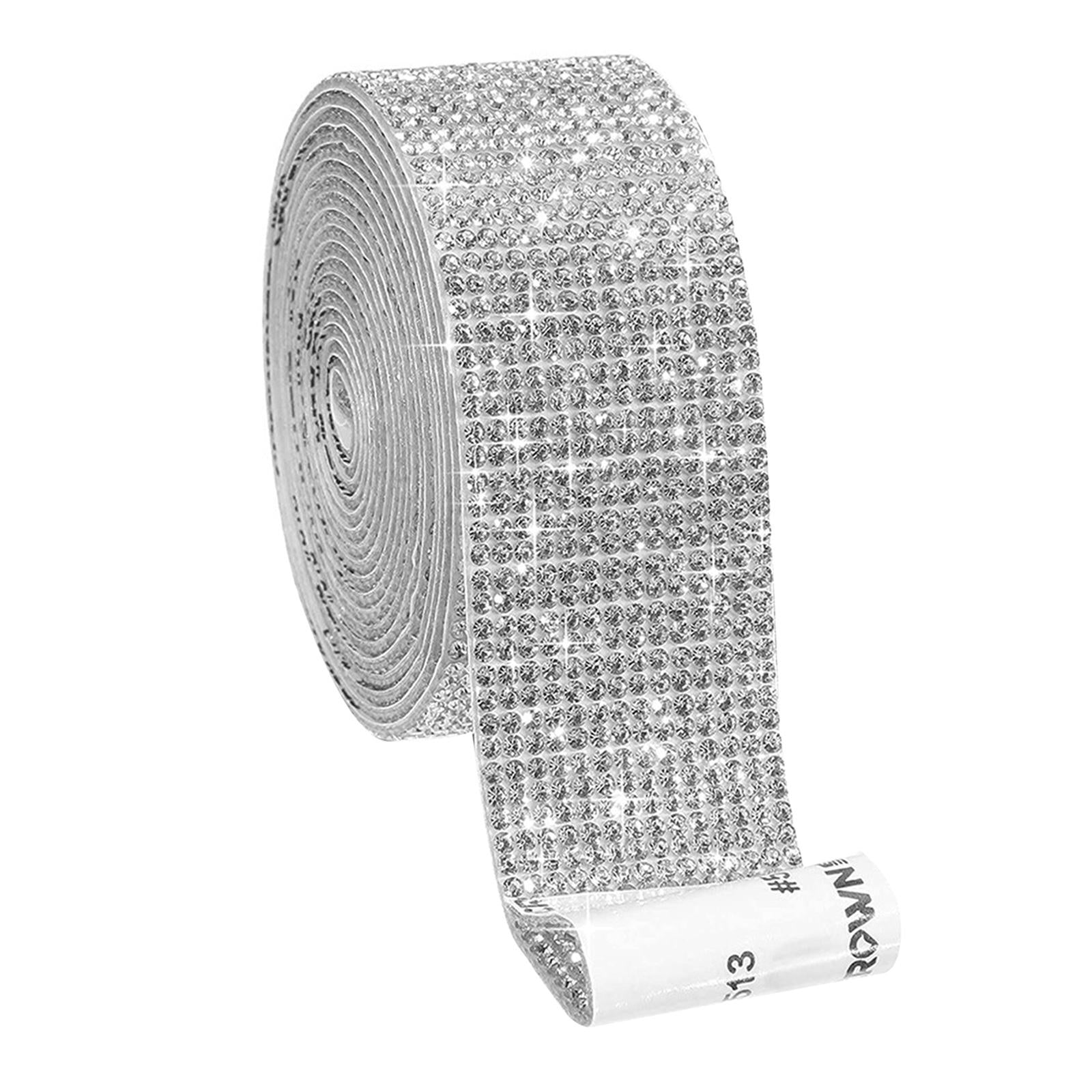 Self-Adhesive Crystal Rhinestone Diamond Ribbon DIY Sticker Silver 1.8cm