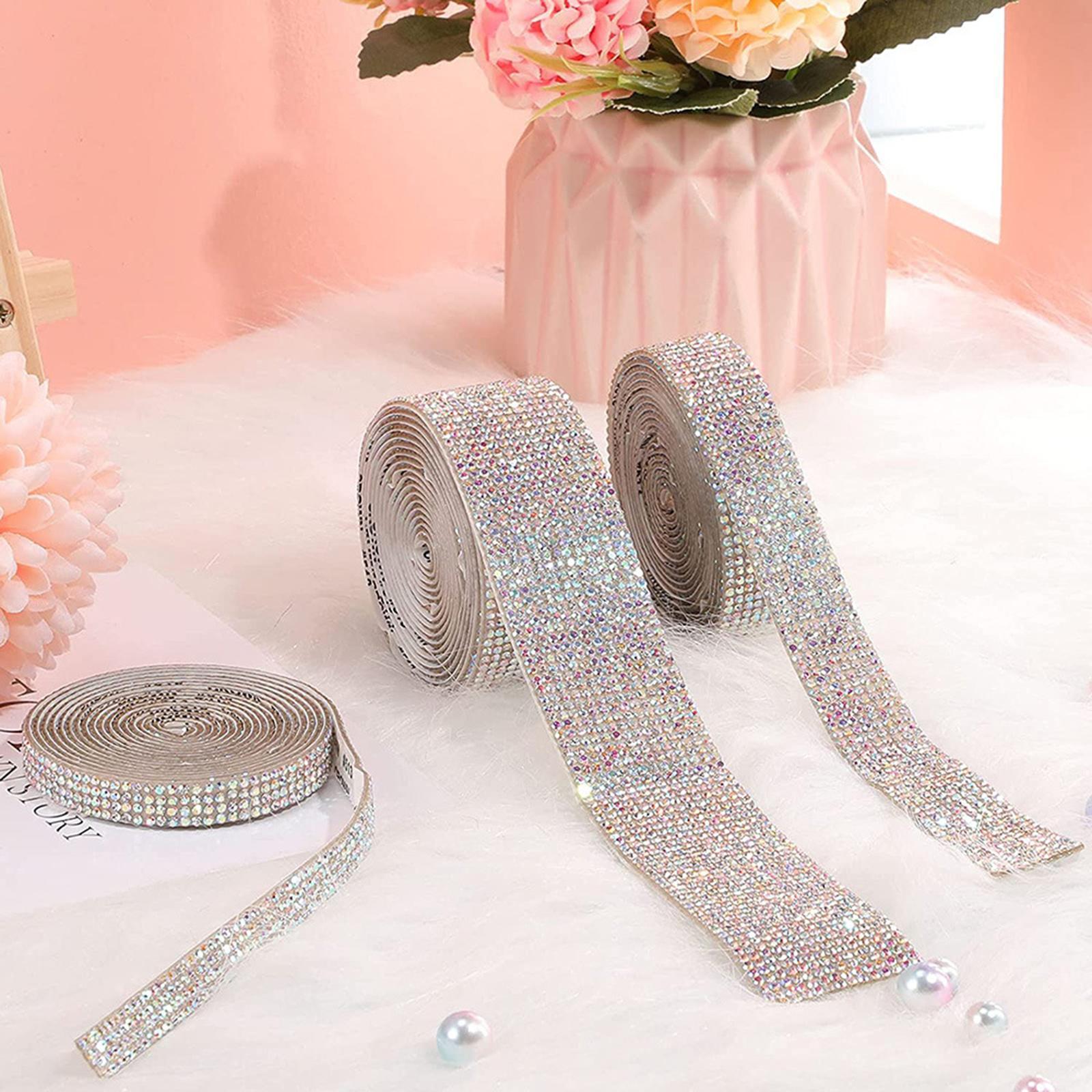 Self-Adhesive Crystal Rhinestone Diamond Ribbon DIY Sticker Multicolor 1.4cm