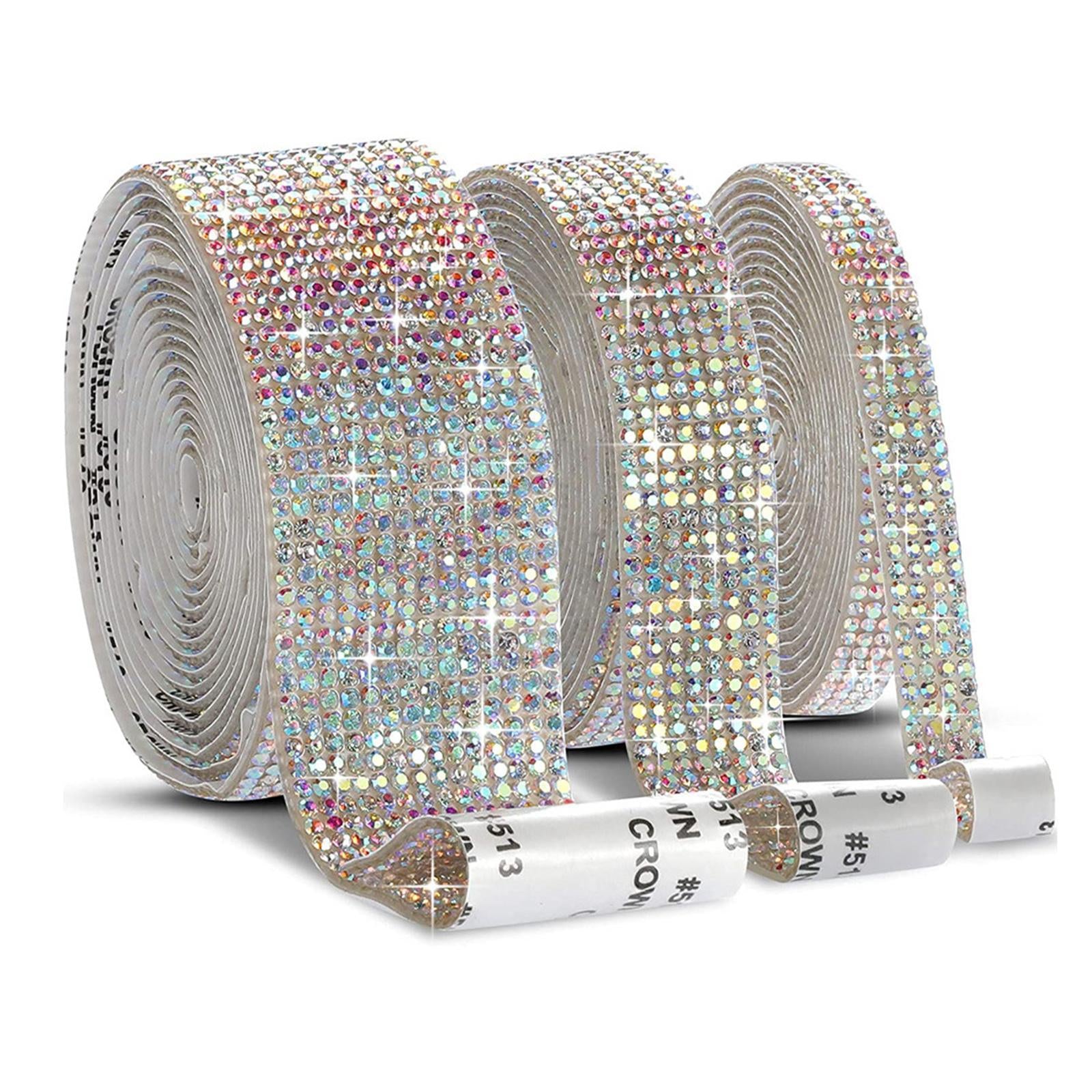 Self-Adhesive Crystal Rhinestone Diamond Ribbon DIY Sticker Multicolor 1.4cm