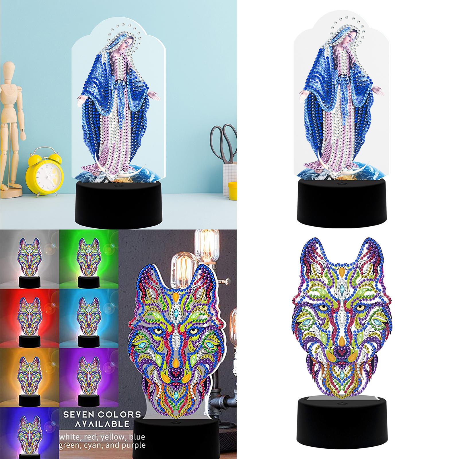 LED Diamond Painting Lamp 7Color Changing Night Light Home Decor 160x38x88mm