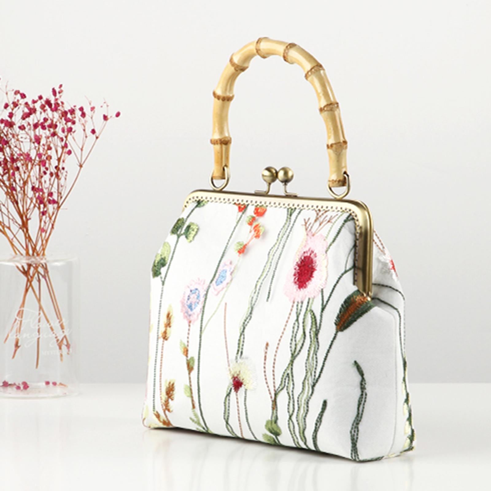 Metal Purse Handbag Frame with Handle Kiss Clasp Lock Supplies Clear Handle