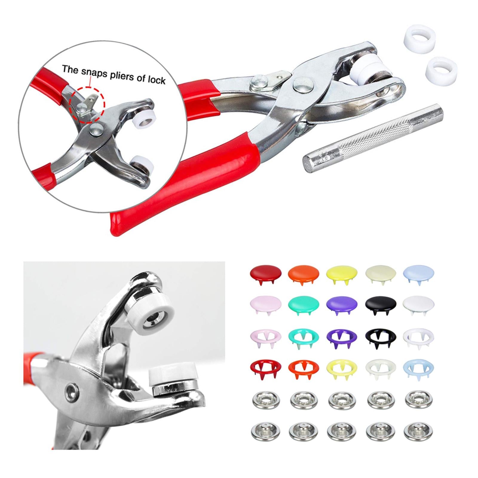 Prong Ring Button Press Studs Snap Button Fasteners DIY Plier Tool Kit Set