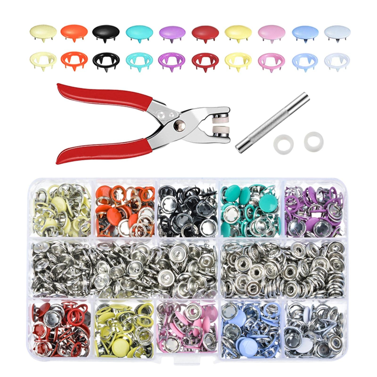 Prong Ring Button Press Studs Snap Button Fasteners DIY Plier Tool Kit Set