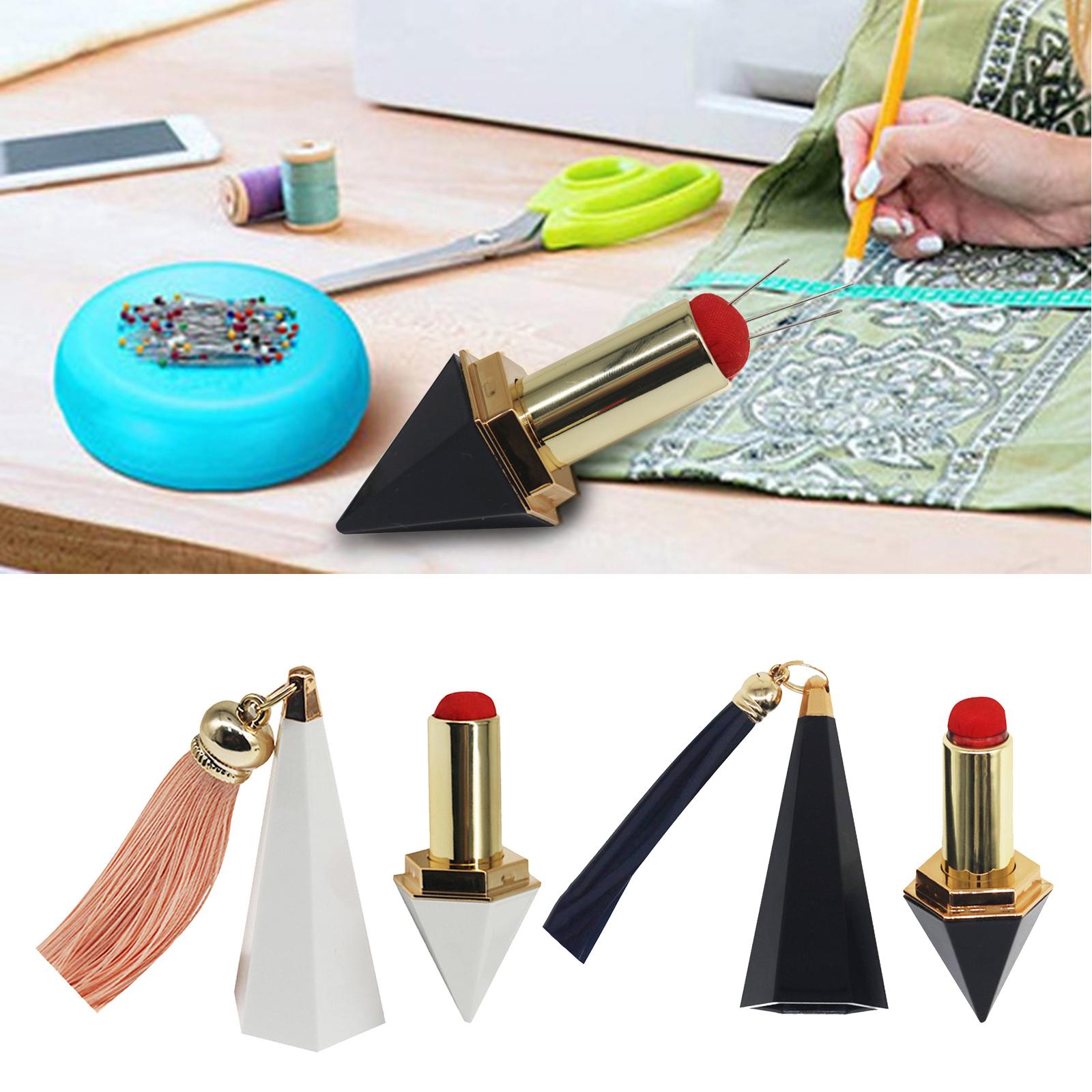 Sewing Pincushion Decorative Lipstick Embroidery Pin Cushion Holder Black
