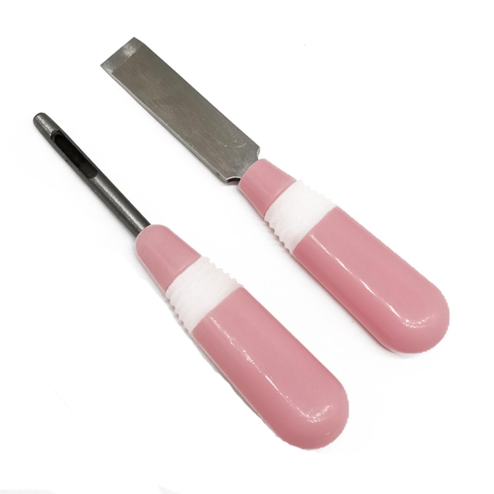 3x Portable Sewing Buttonhole Cutter Set Eyehole Cutting Tool Puncher Pink