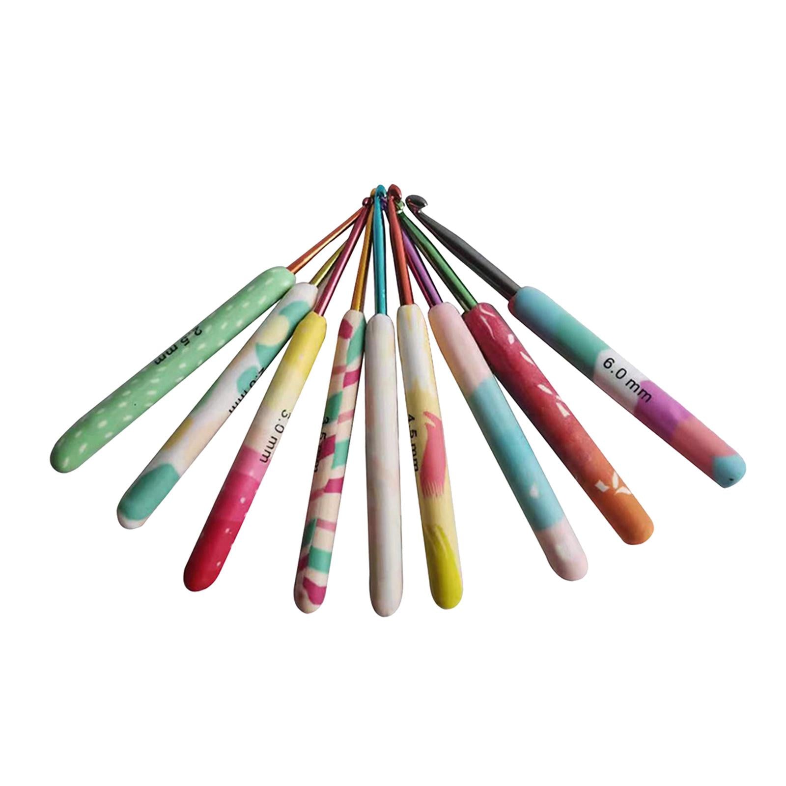 9Pcs Aluminium Crochet Hooks Needles Yarn Knitting Hooks 2-6mm Sewing Tools