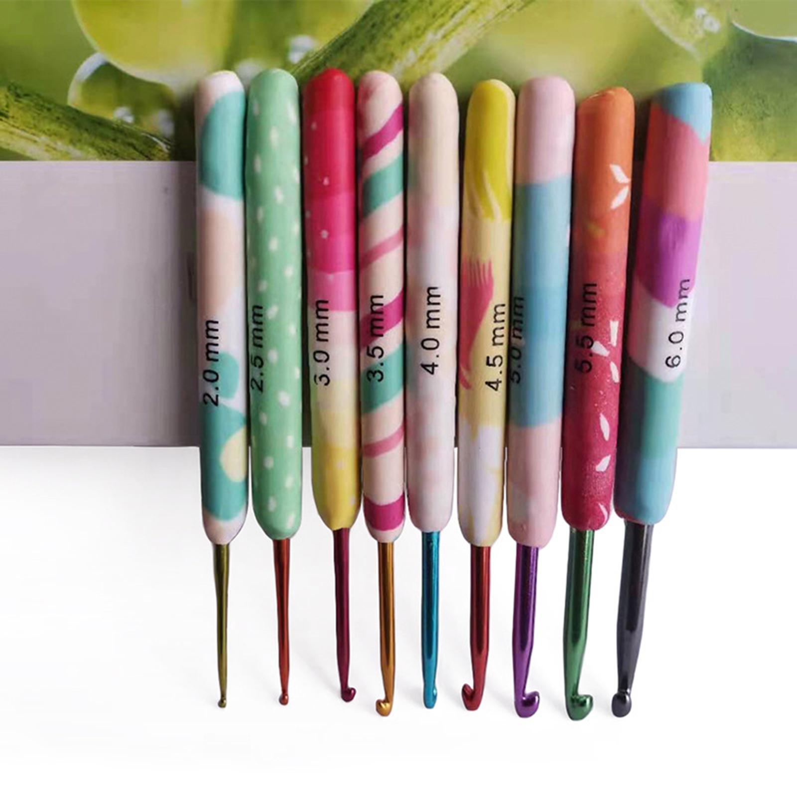 9Pcs Aluminium Crochet Hooks Needles Yarn Knitting Hooks 2-6mm Sewing Tools