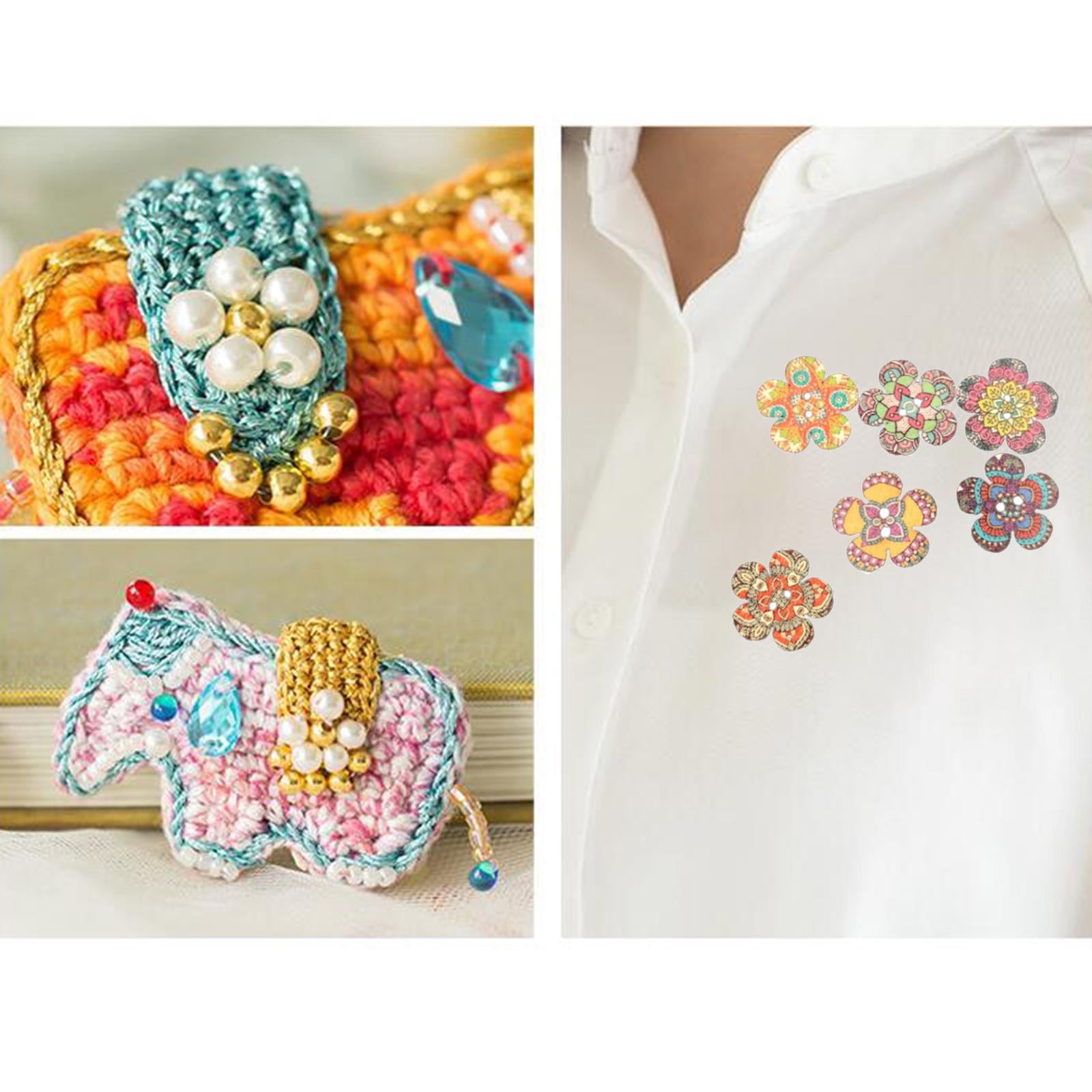 100pcs Mixed Random Flower Painting Wooden Retro Buttons Assorted Color 1