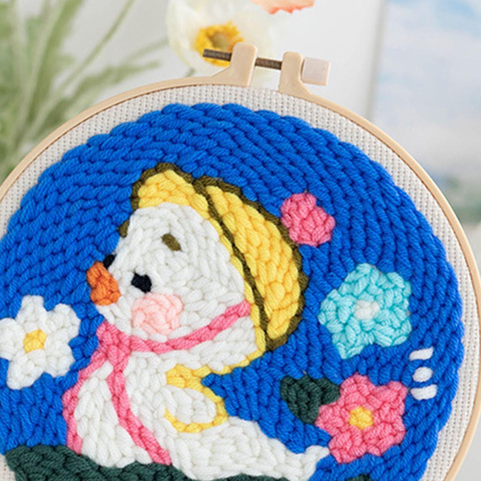 Punch Needle Kits with Basic Tools Soft Yarn Hand Craft 6 inch Duck