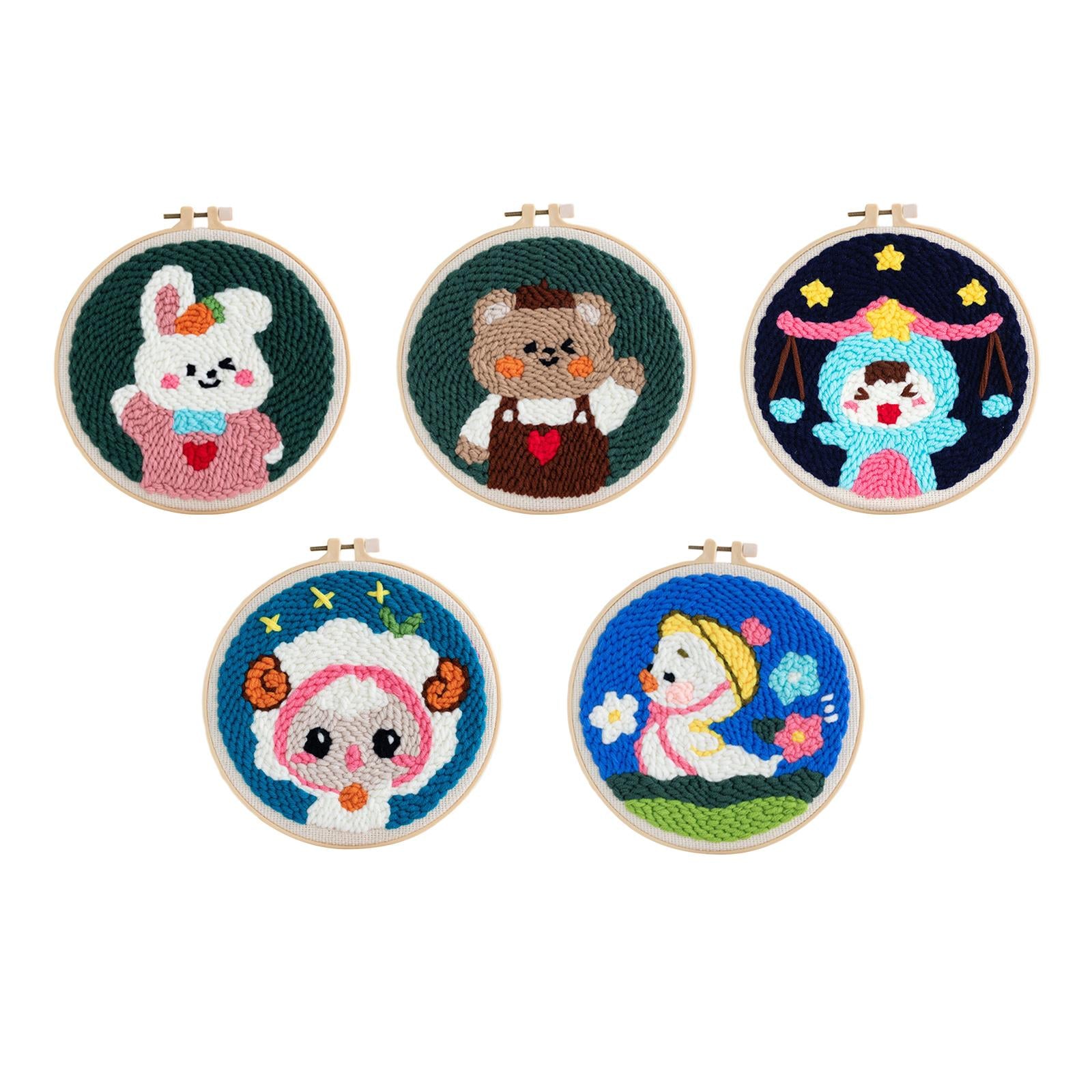 Punch Needle Kits with Basic Tools Soft Yarn Hand Craft 6 inch Duck