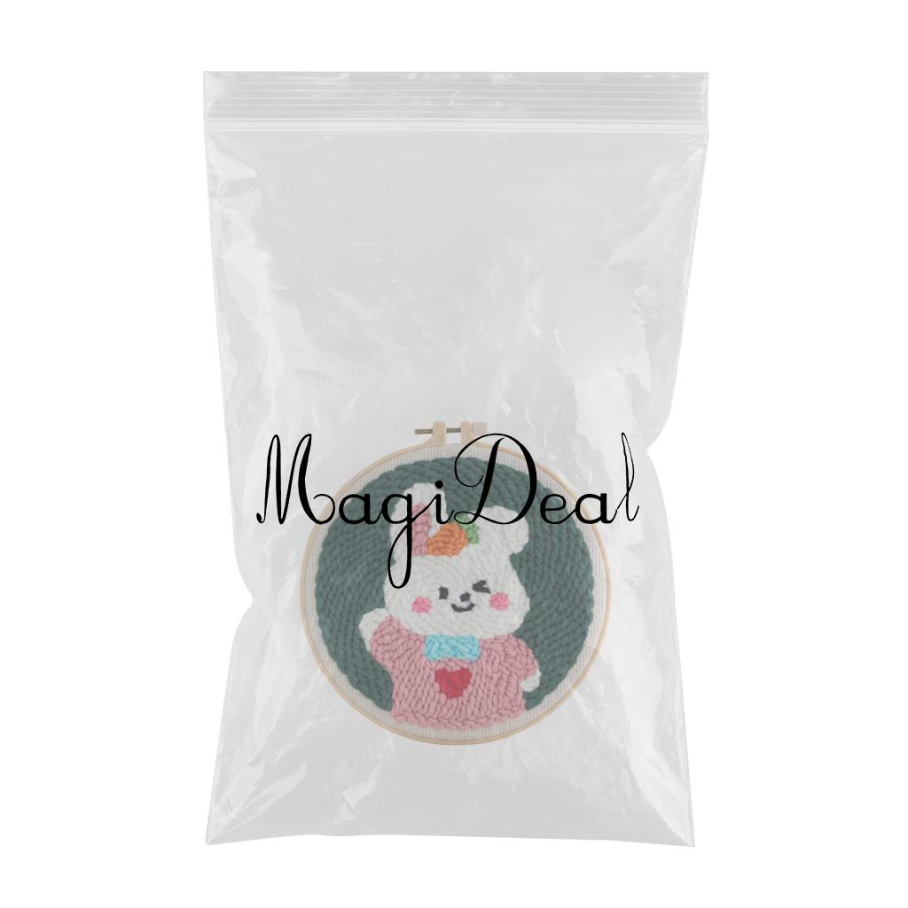 Punch Needle Kits with Basic Tools Soft Yarn Hand Craft 6 inch Rabbit