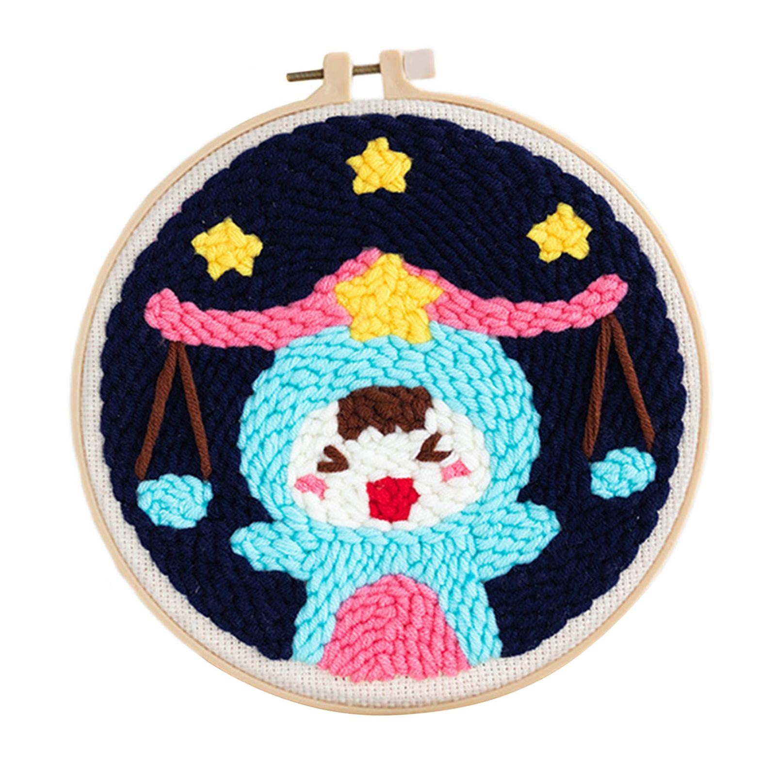 Punch Needle Kits with Basic Tools Soft Yarn Hand Craft 6 inch Libra