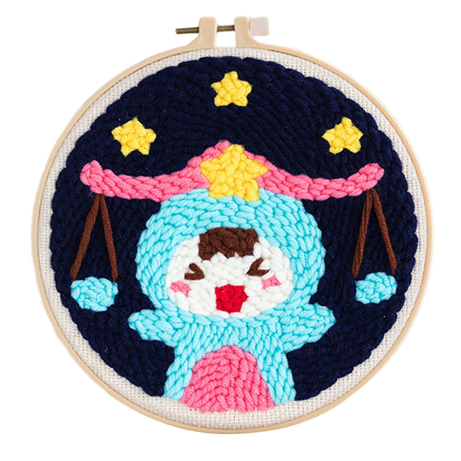 Punch Needle Kits with Basic Tools Soft Yarn Hand Craft 6 inch Libra