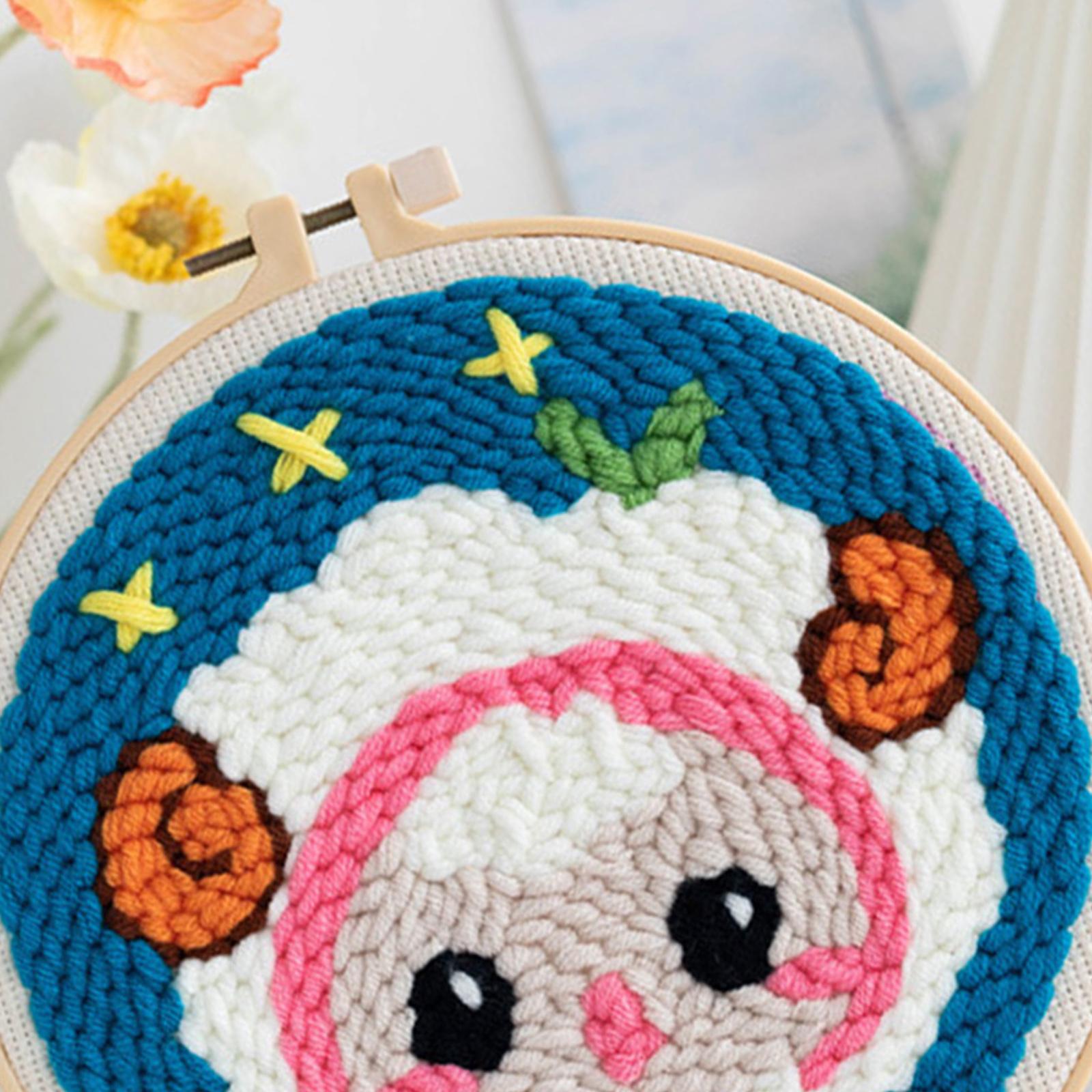 Punch Needle Kits with Basic Tools Soft Yarn Hand Craft 6 inch Sheep