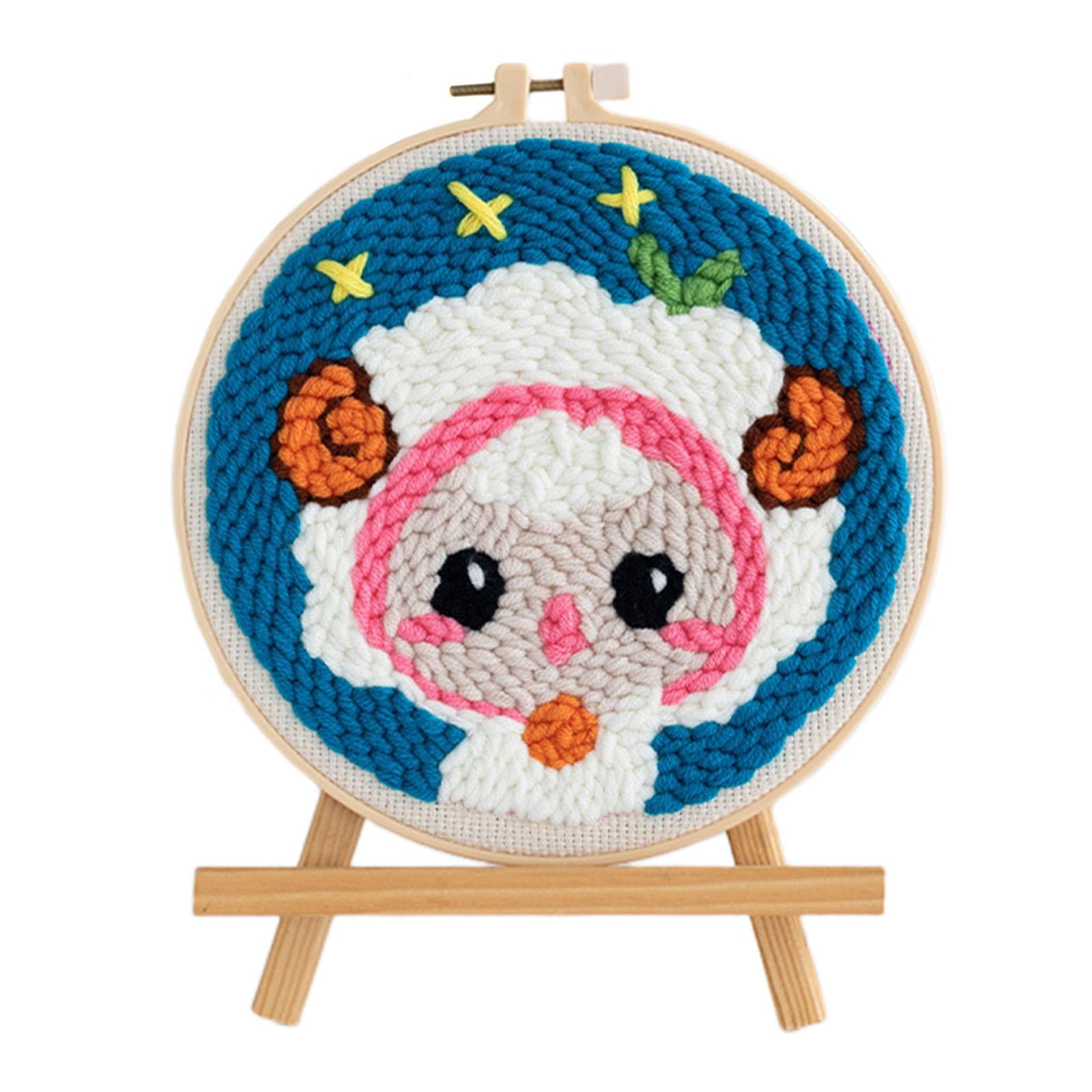 Punch Needle Kits with Basic Tools Soft Yarn Hand Craft 6 inch Sheep
