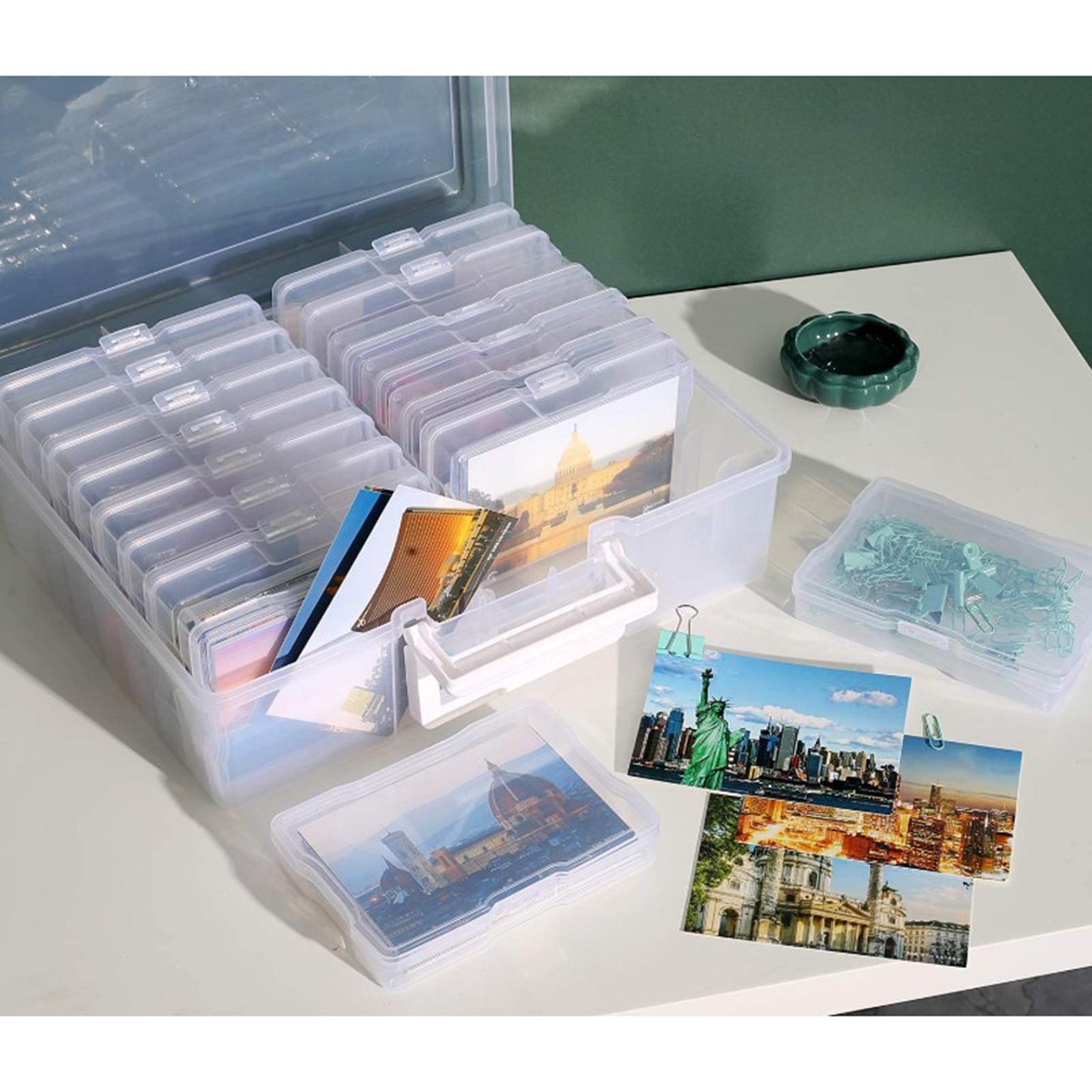 Photo Storage Box 4x6 Crafts Seeds Stickers Cards Case Container White"