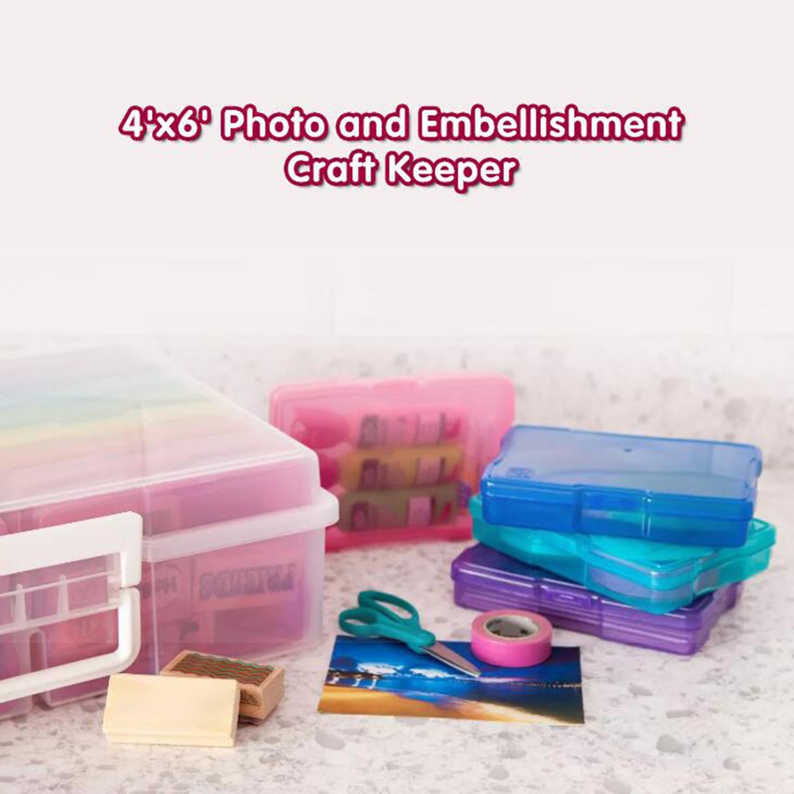 Photo Storage Box 4x6 Crafts Seeds Stickers Cards Case Container White"