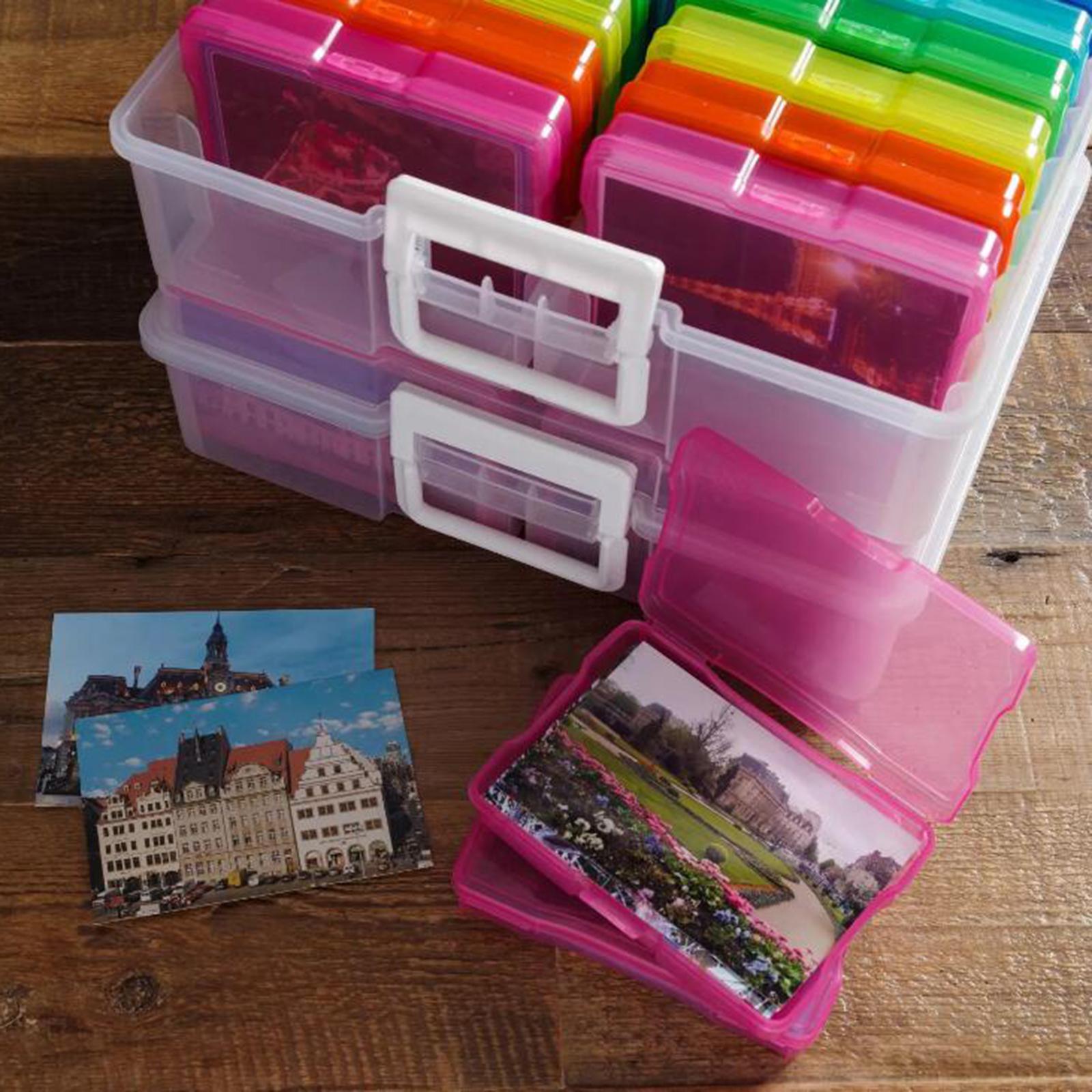Photo Storage Box 4x6 Crafts Seeds Stickers Cards Case Container Colorful"