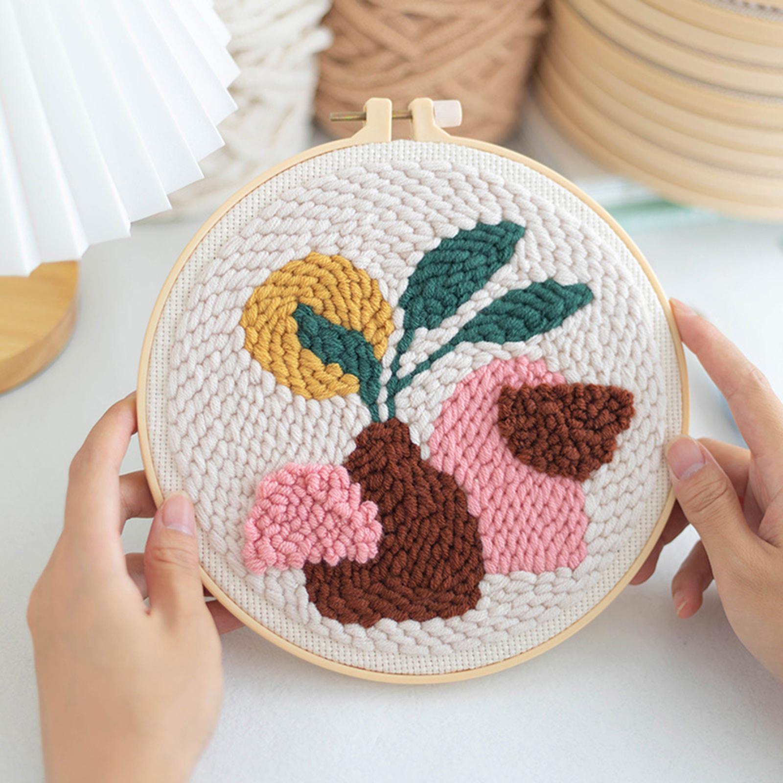 1 Set Punch Needle Embroidery Starter Kits DIY Needlecraft Vase