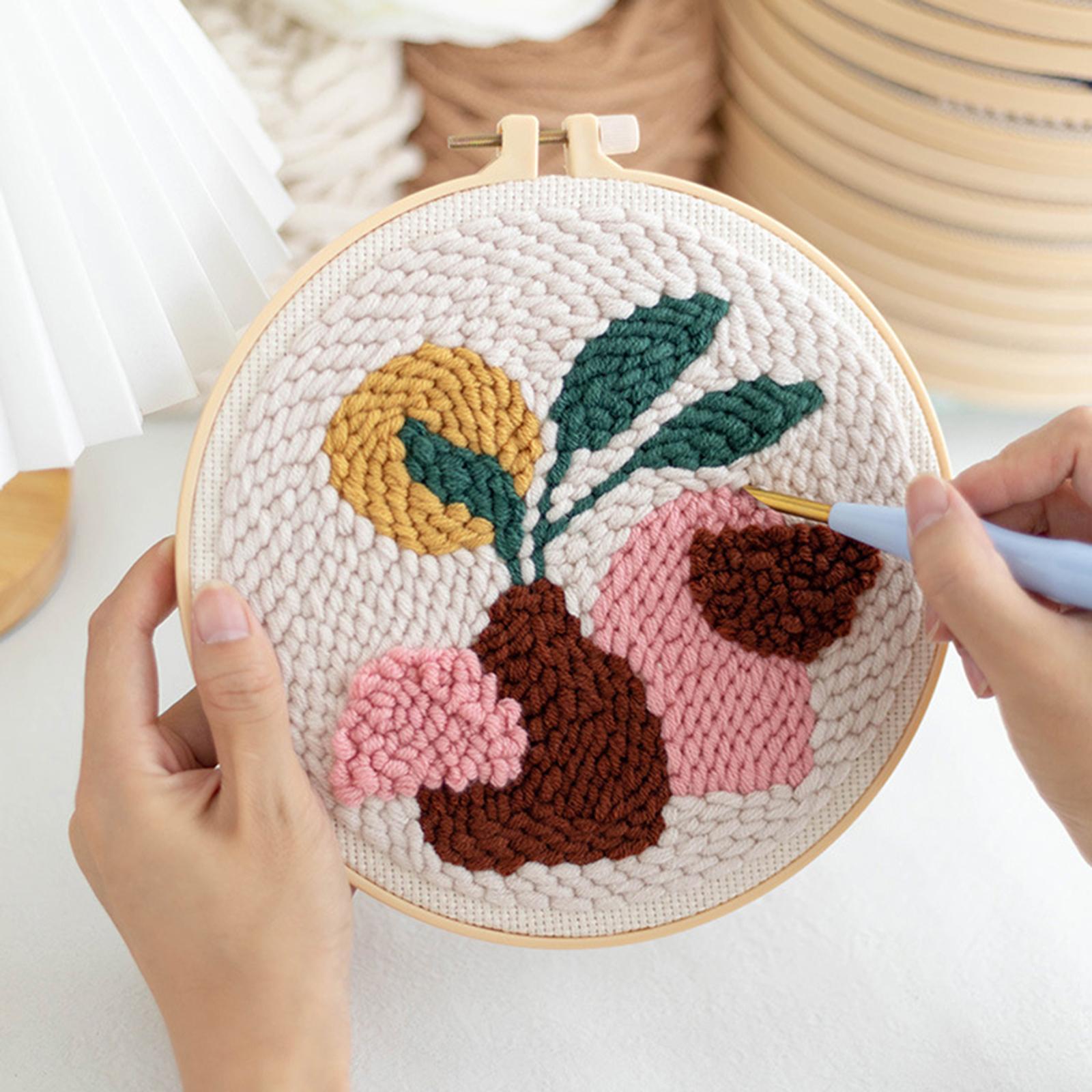 1 Set Punch Needle Embroidery Starter Kits DIY Needlecraft Vase