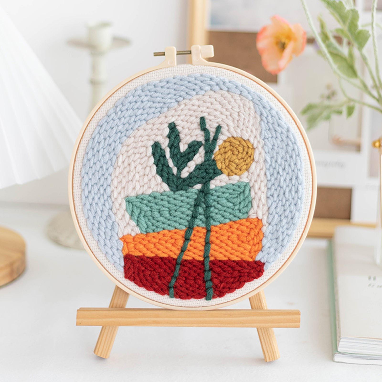 1 Set Punch Needle Embroidery Starter Kits DIY Needlecraft Cactus
