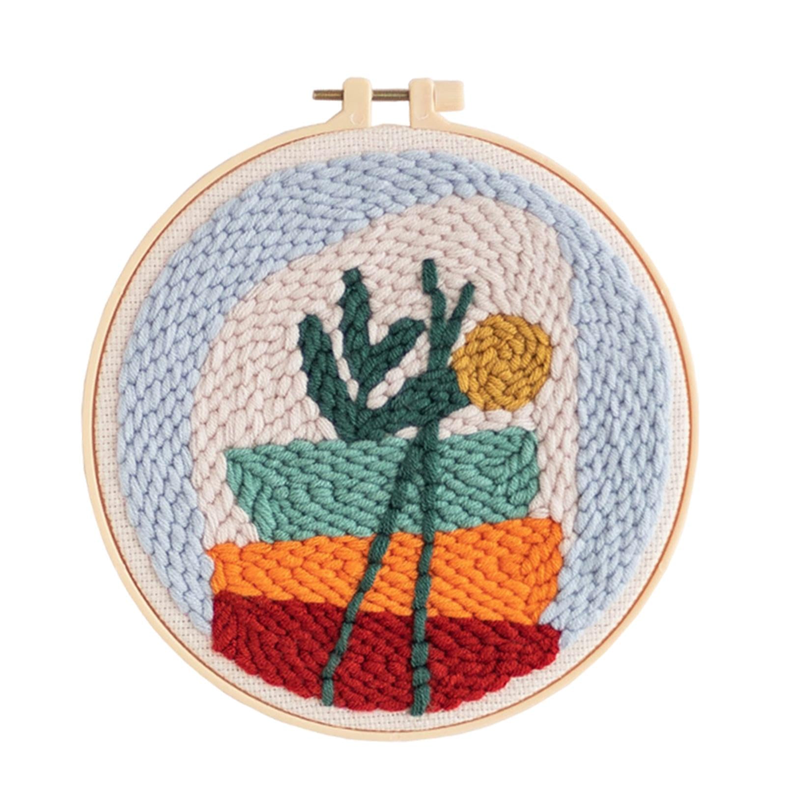 1 Set Punch Needle Embroidery Starter Kits DIY Needlecraft Cactus