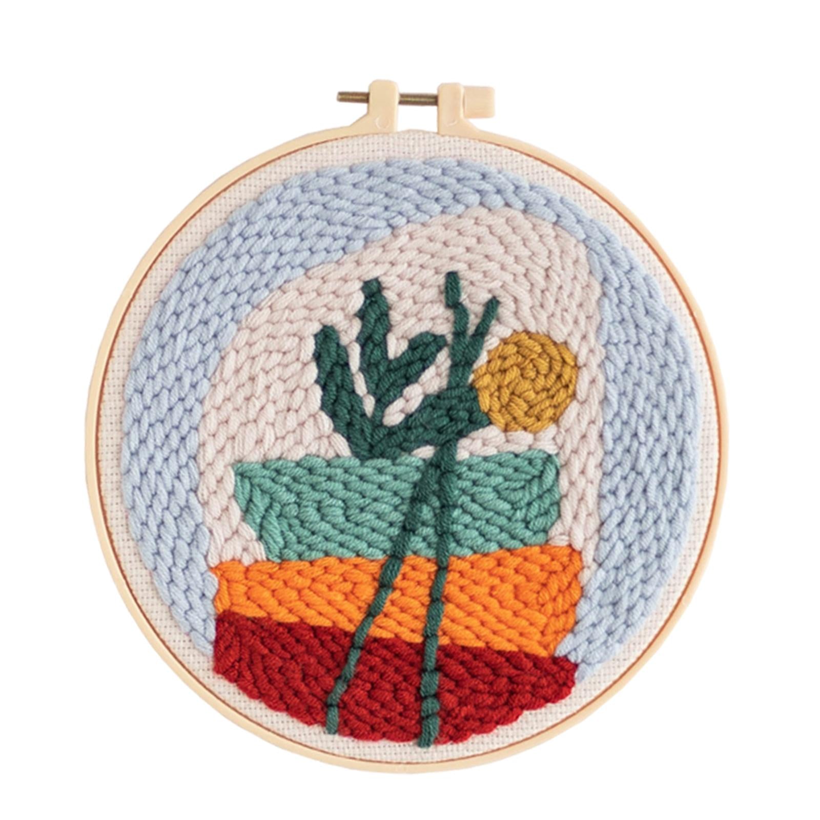 1 Set Punch Needle Embroidery Starter Kits DIY Needlecraft Cactus