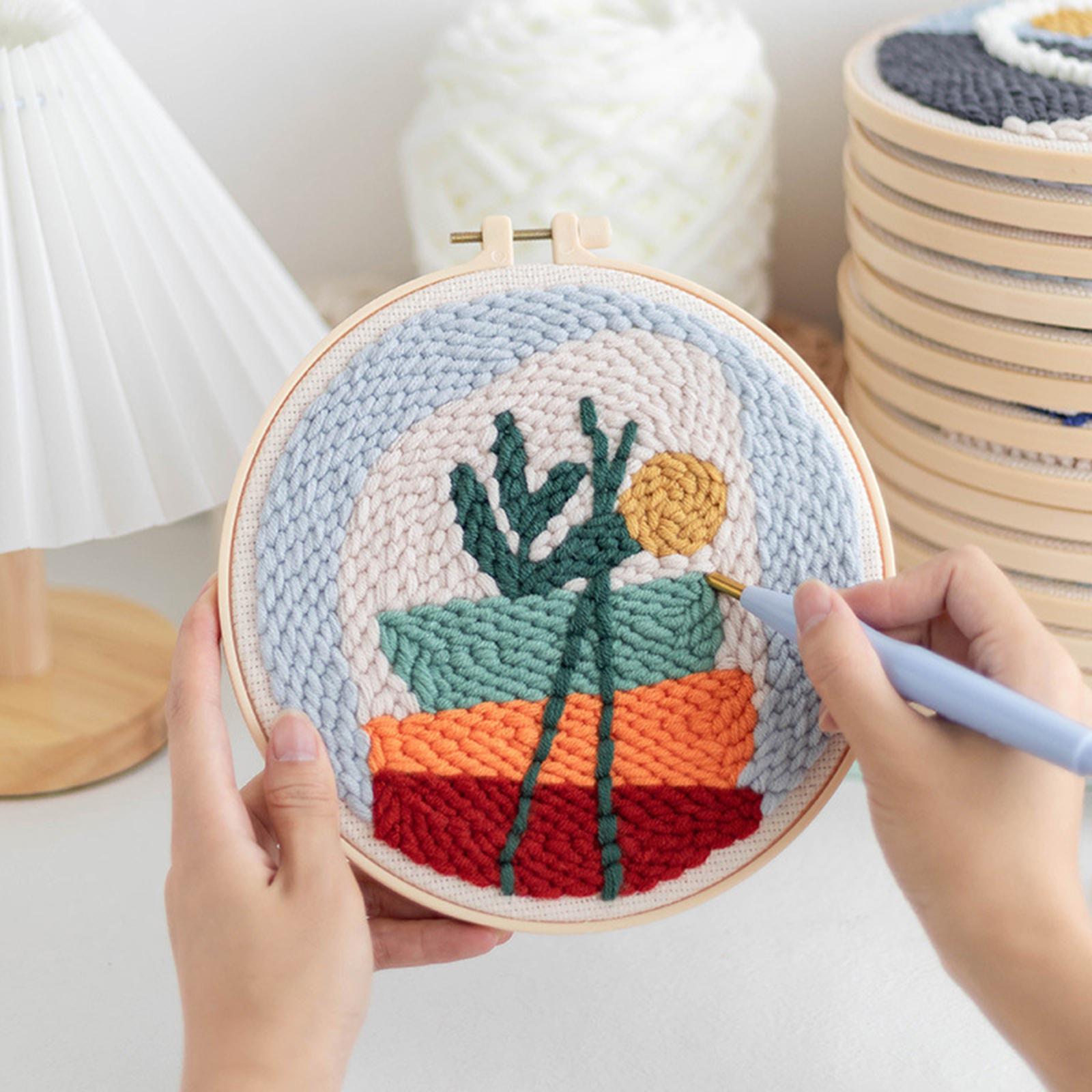 1 Set Punch Needle Embroidery Starter Kits DIY Needlecraft Planter
