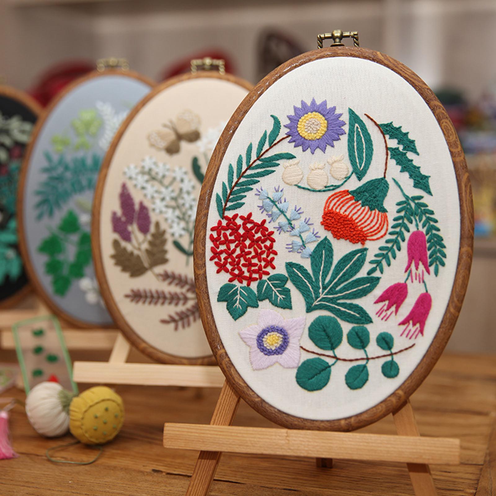 Handmade Cross Stitch Kit DIY Embroidery Sewing Tools Starter for Beginner Flower