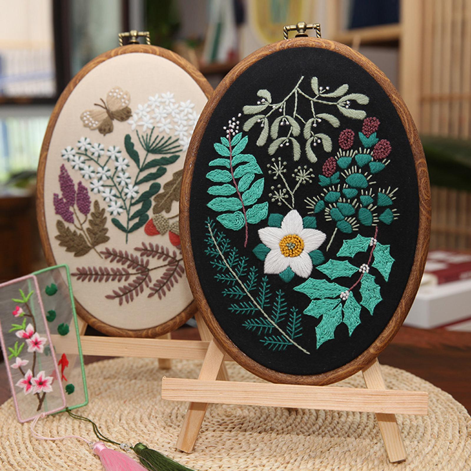 Handmade Cross Stitch Kit DIY Embroidery Sewing Tools Starter for Beginner Leaf