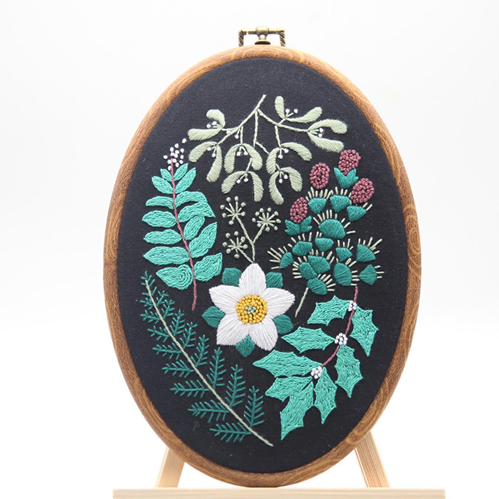 Handmade Cross Stitch Kit DIY Embroidery Sewing Tools Starter for Beginner Leaf