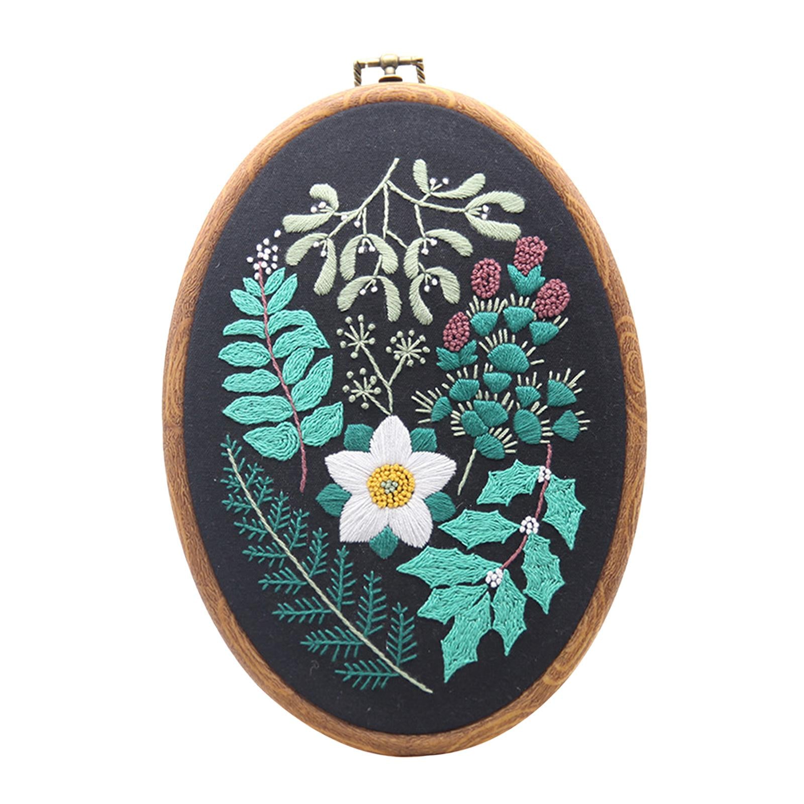 Handmade Cross Stitch Kit DIY Embroidery Sewing Tools Starter for Beginner Leaf