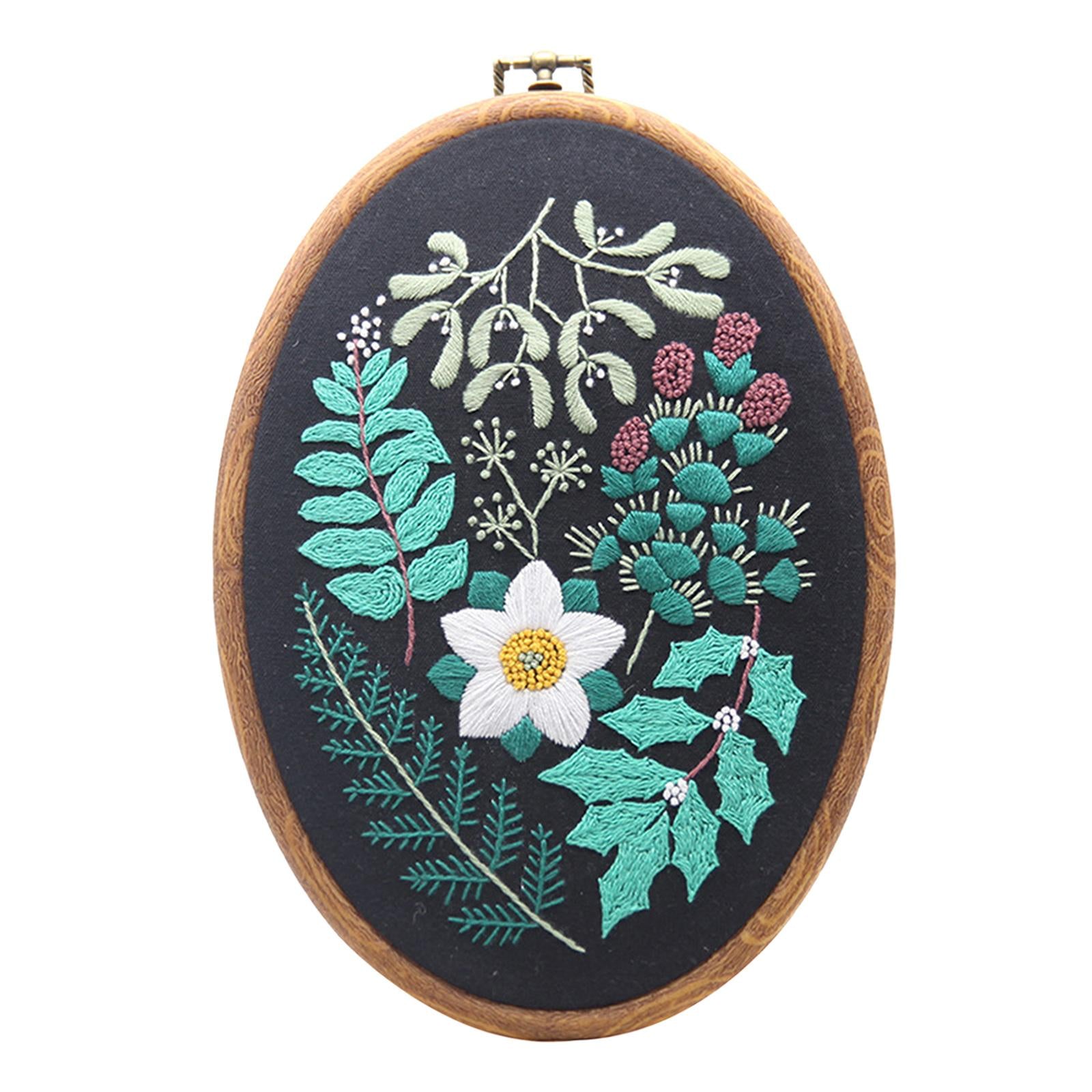 Handmade Cross Stitch Kit DIY Embroidery Sewing Tools Starter for Beginner Leaf