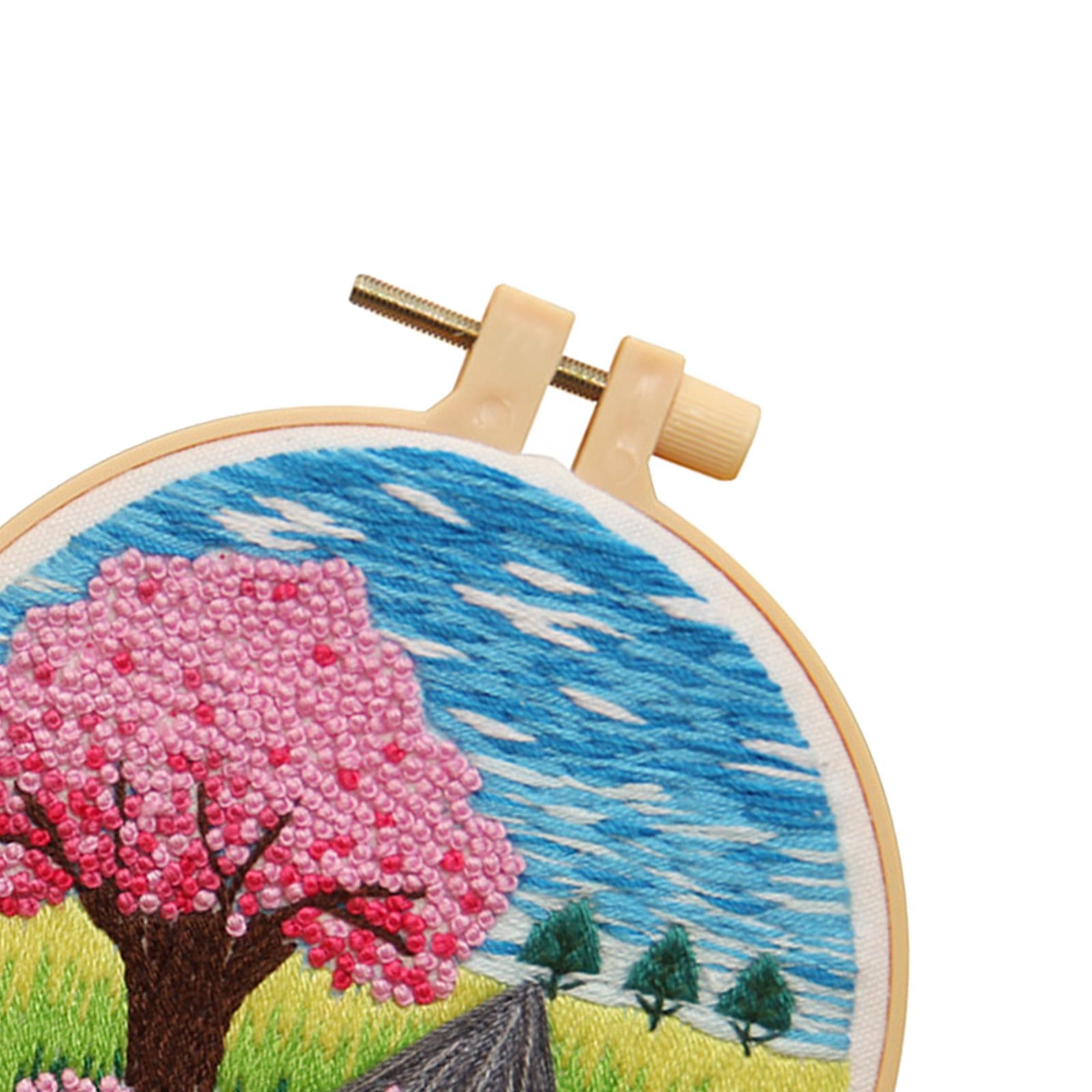 Cross Stitch Kit Home Sewing Fabric Hoop Art Making DIY Embroidery Adults Peach Blossom