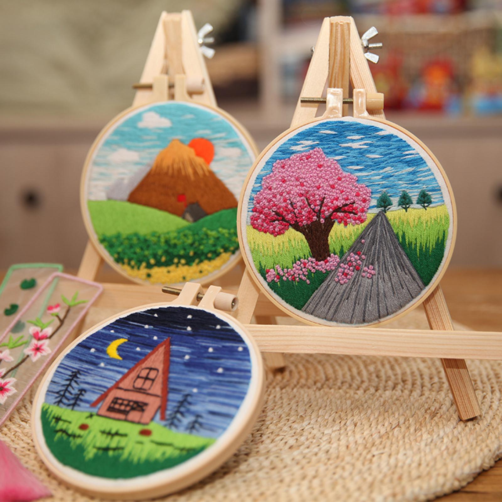 Cross Stitch Kit Home Sewing Fabric Hoop Art Making DIY Embroidery Adults Peach Blossom