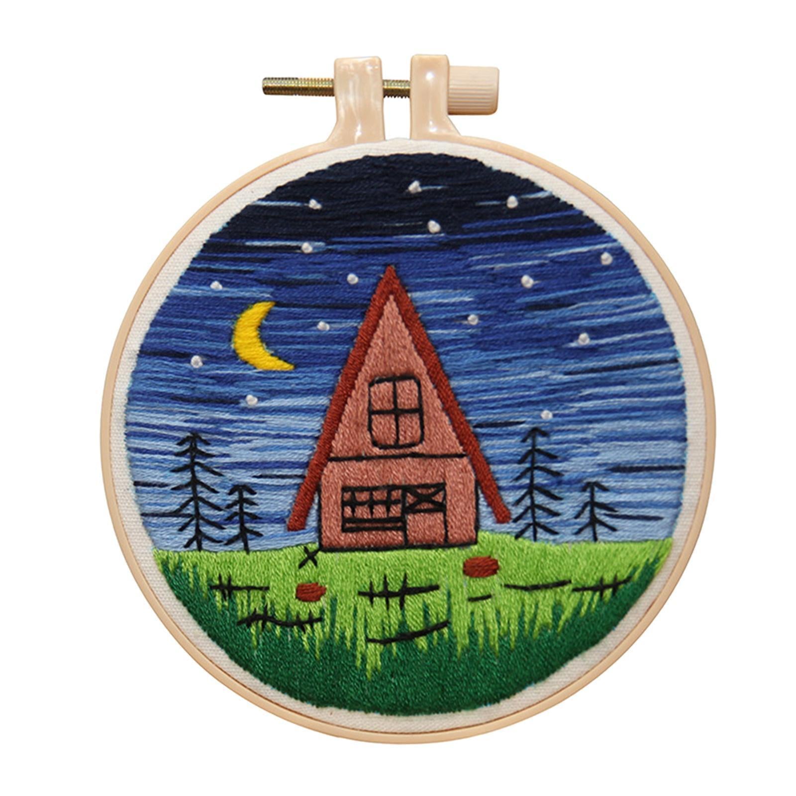 Cross Stitch Kit Home Sewing Fabric Hoop Art Making DIY Embroidery Adults Starry Night
