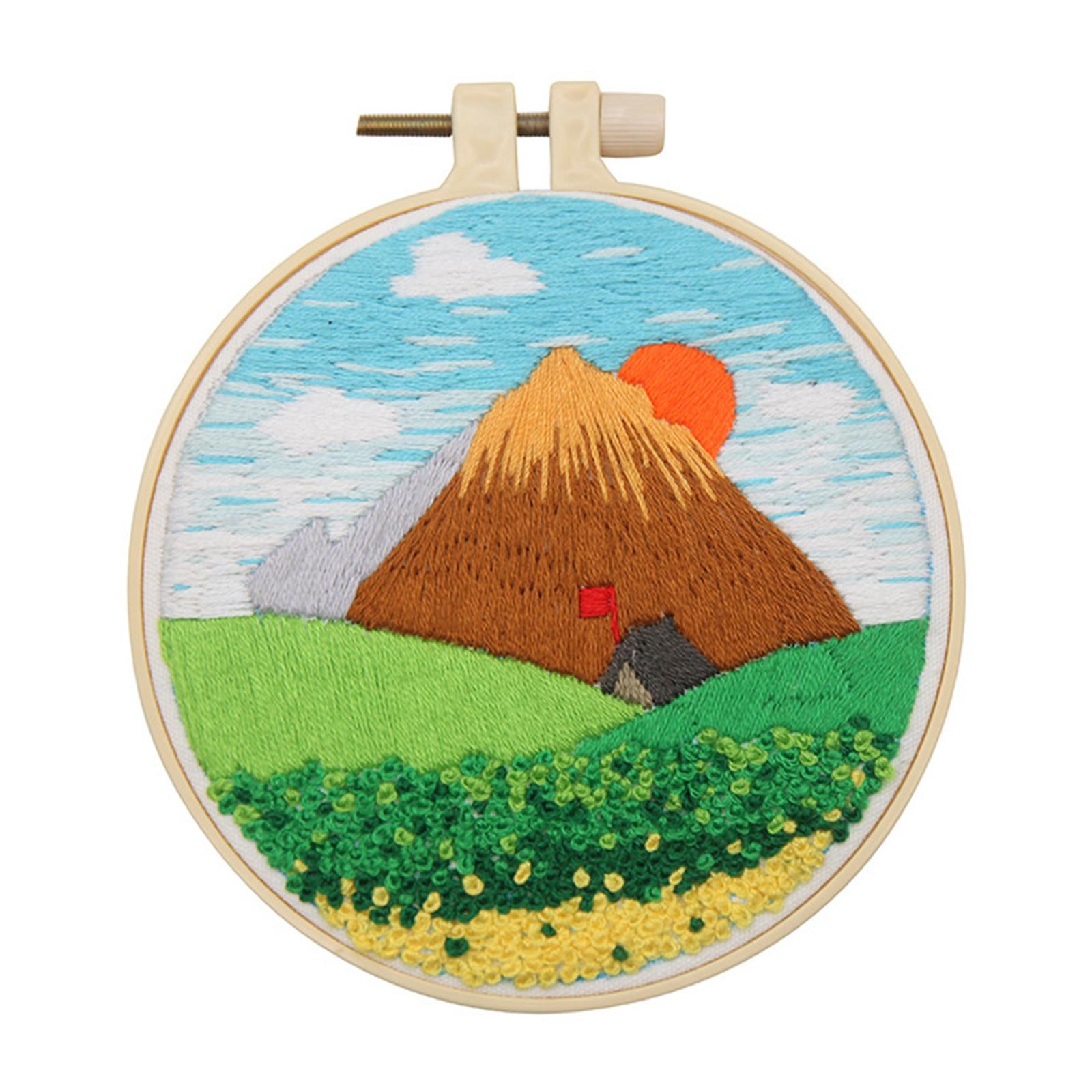Cross Stitch Kit Home Sewing Fabric Hoop Art Making DIY Embroidery Adults Hut