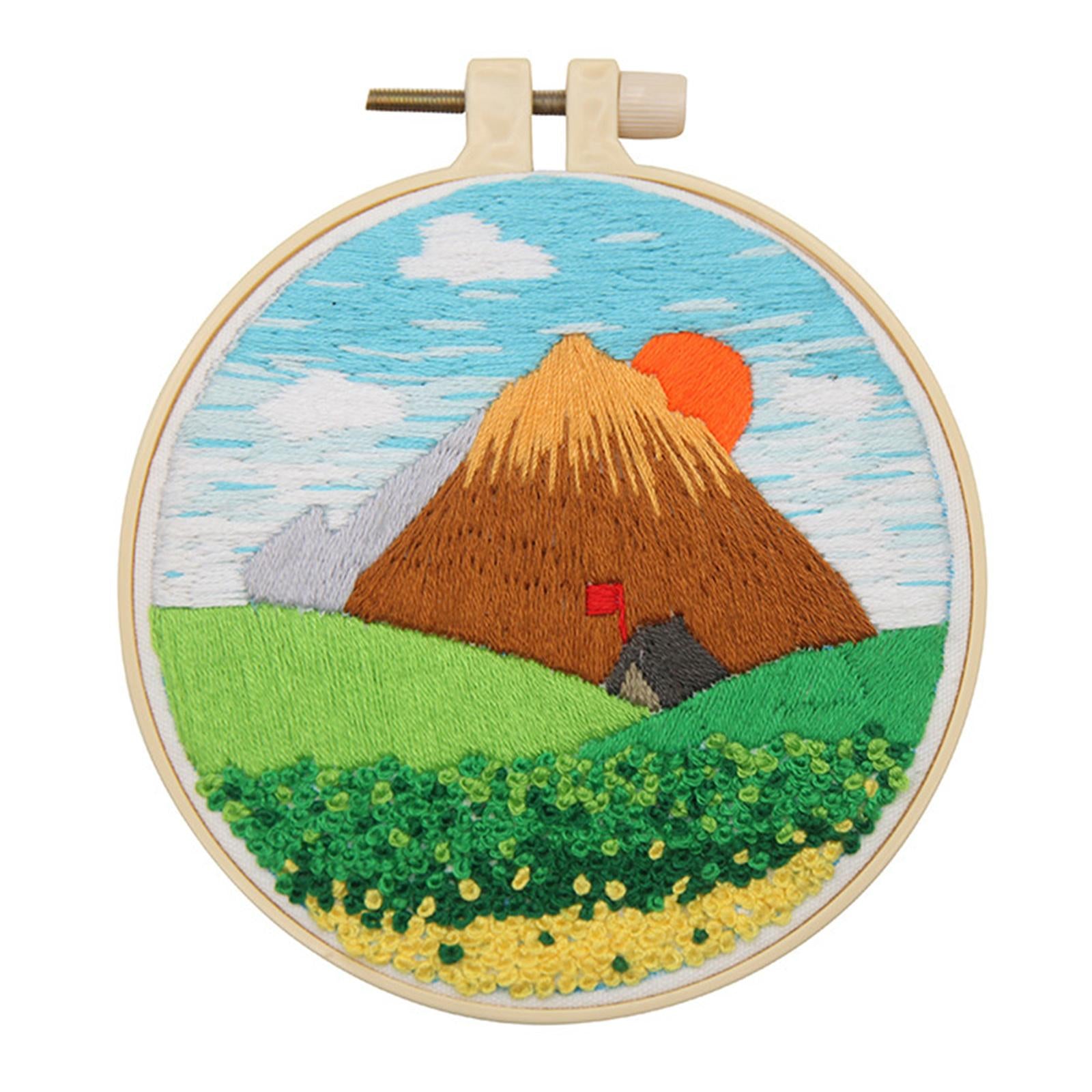 Cross Stitch Kit Home Sewing Fabric Hoop Art Making DIY Embroidery Adults Hut